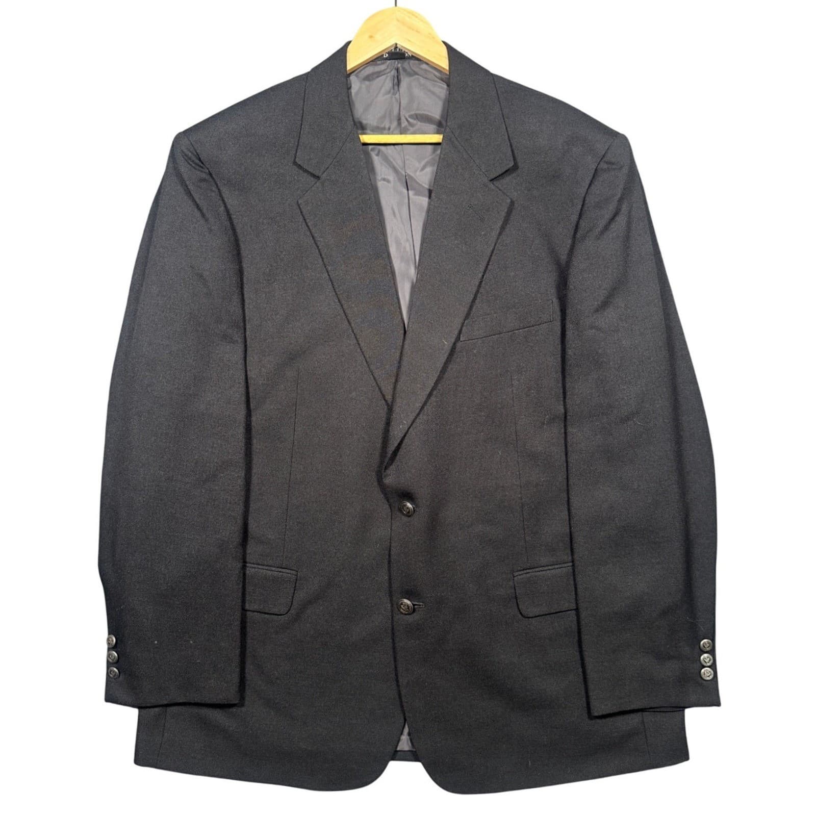 Haband Executive Division Blazer Mens 46L Charcoal Gray 2 Button Sport Coat