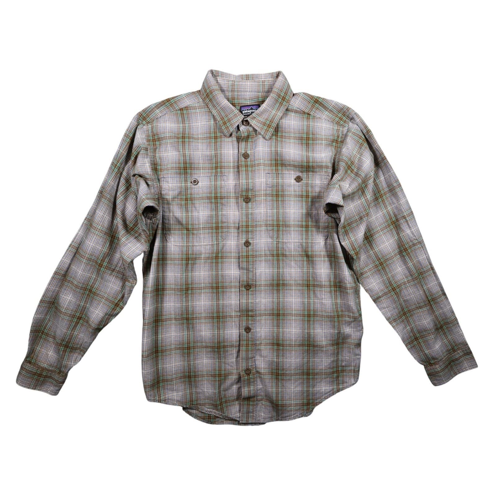 Patagonia Button Up Shirt Mens S Brown Excellent Plaid Organic Cotton Flannel
