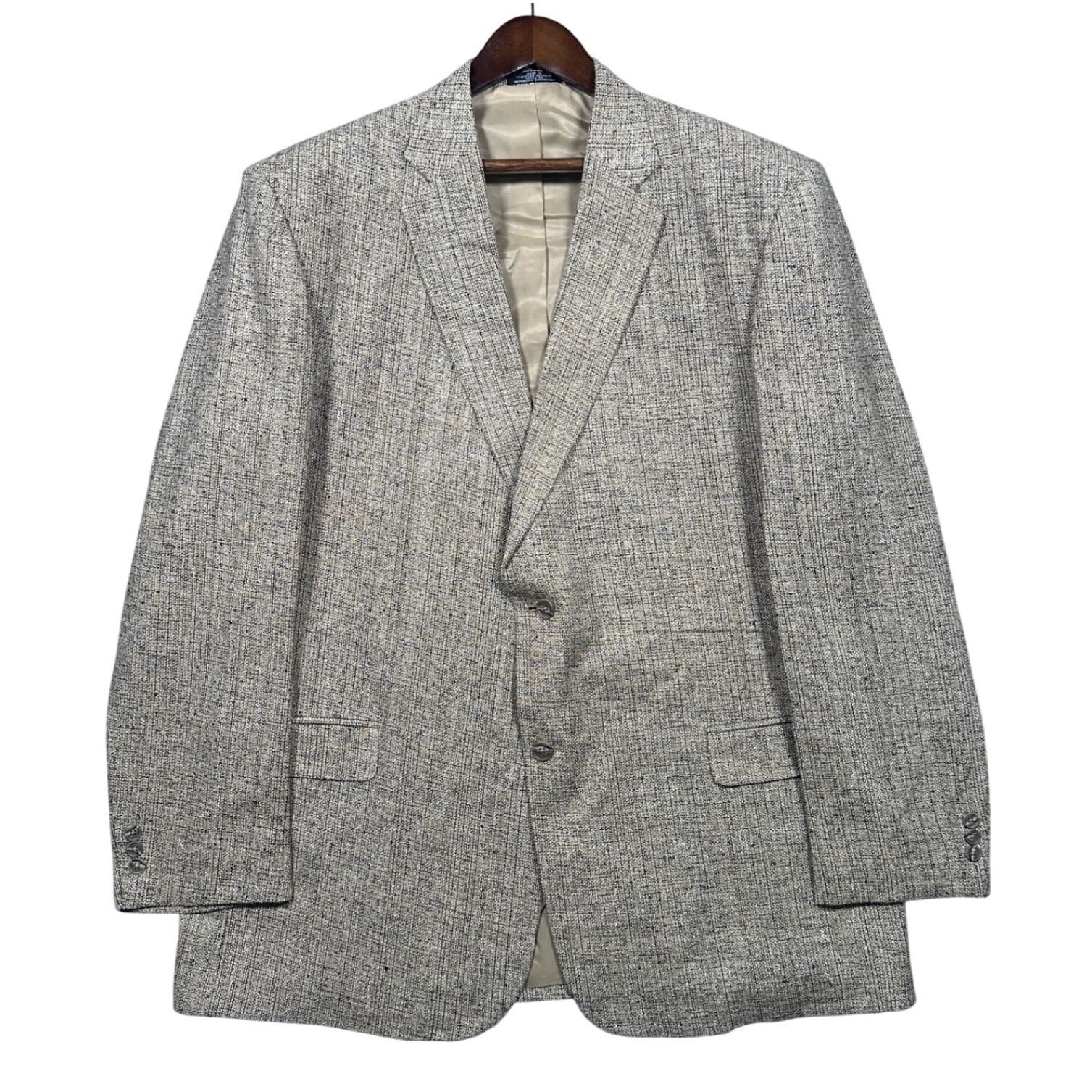 Vintage Irvine Park Blazer Mens 48R Beige Tan Textured Two Button Sport Coat