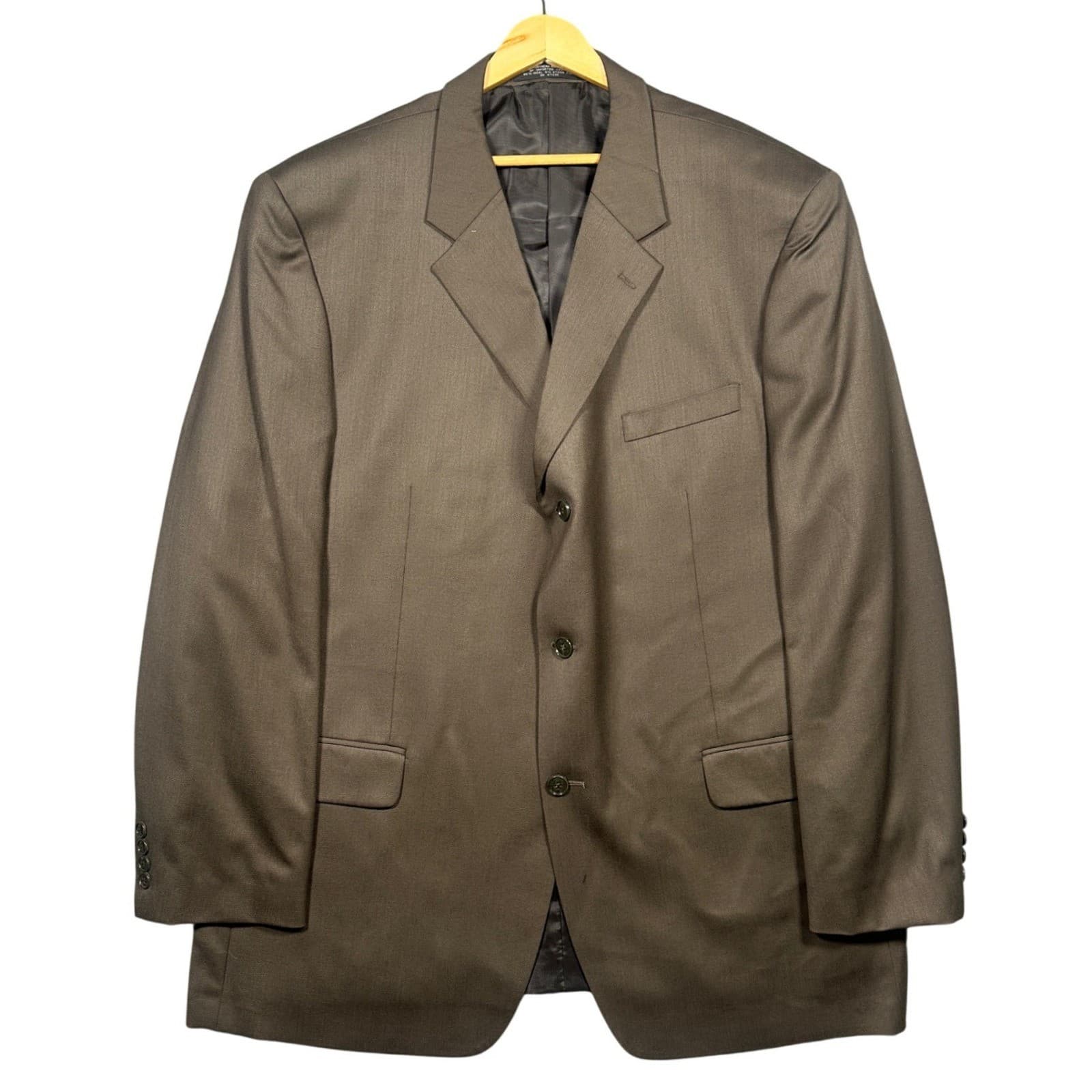 Vintage Albert Nipon Blazer Mens 48L Brown Wool Blend 3-Button Sport Coat