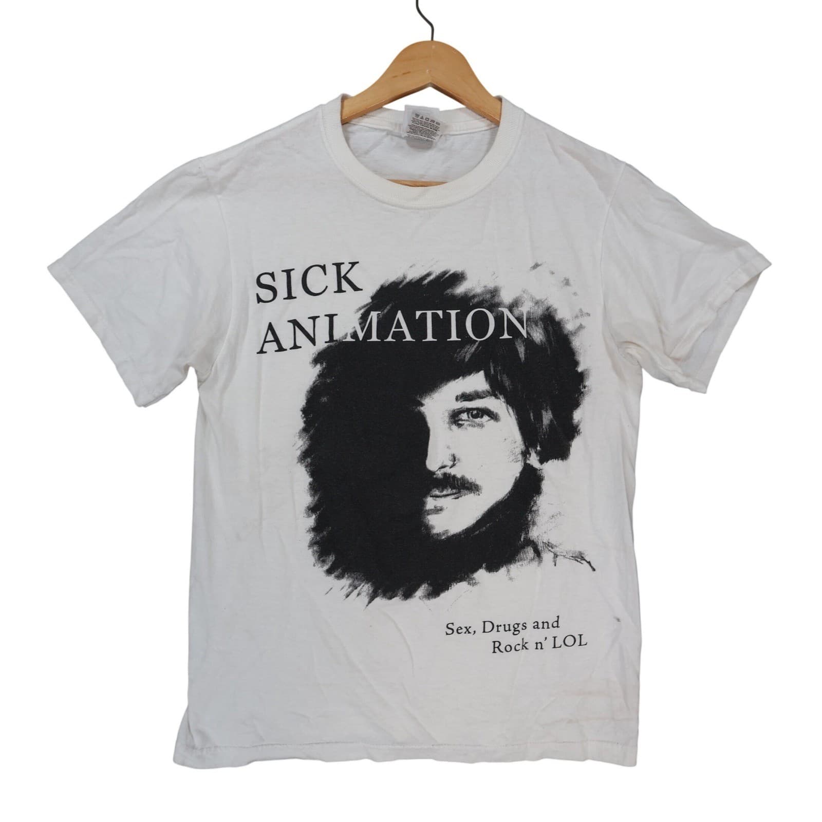 SickAnimation T Shirt Mens Small White Excellent Sex Drugs and Rock n LOL