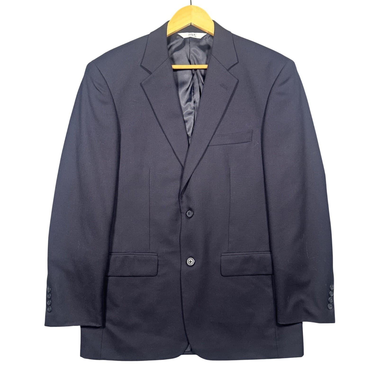 Versini Suit Jacket Mens 39R Navy Blue Two Button Blazer Excellent Condition