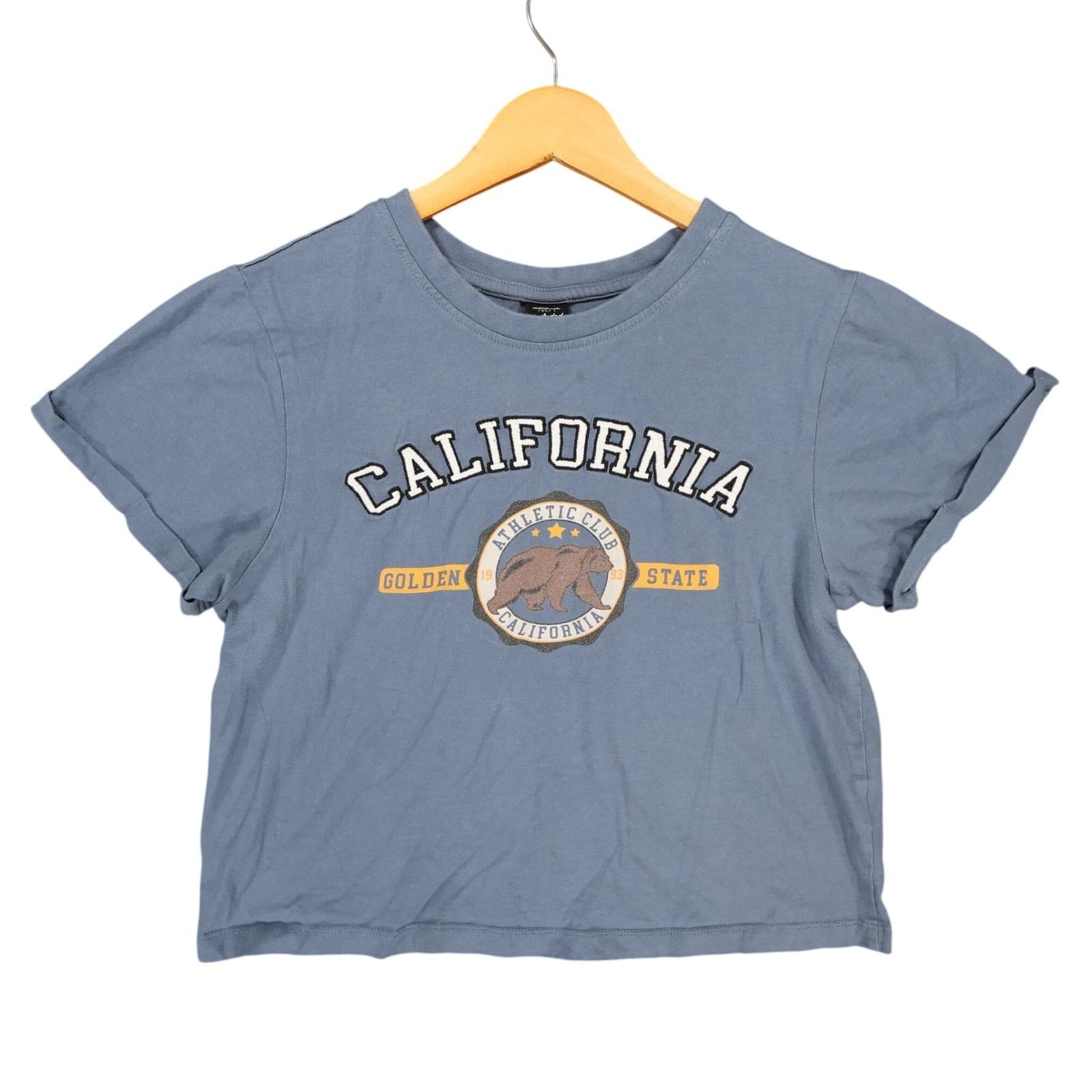 Attitude Not Included T Shirt Women XS Blue Excellent California Graphic Crop