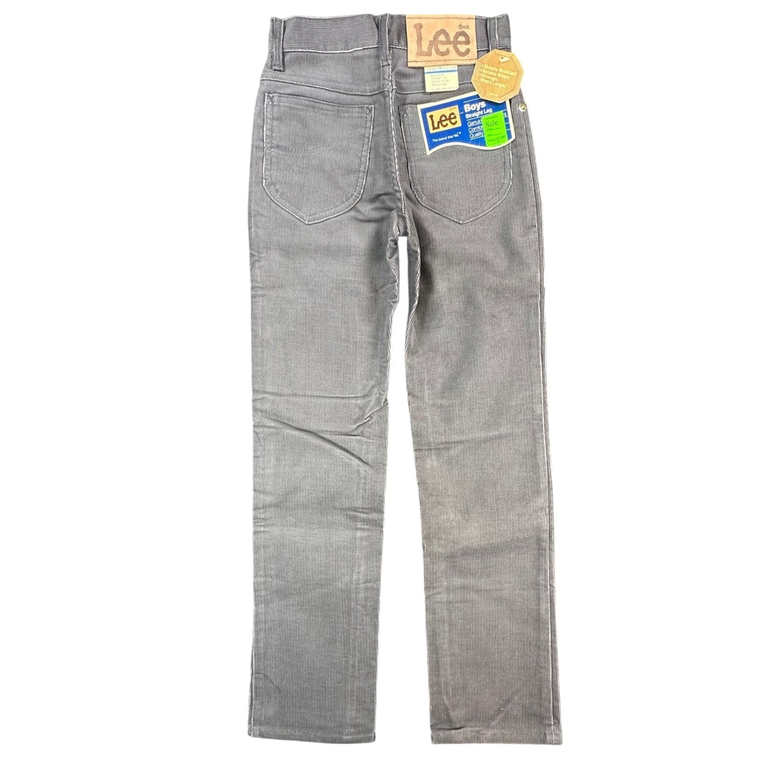 Lee Rider Straight Leg Pants Boys 11 Slim Gray Corduroy Vintage 70s 80s NOS USA