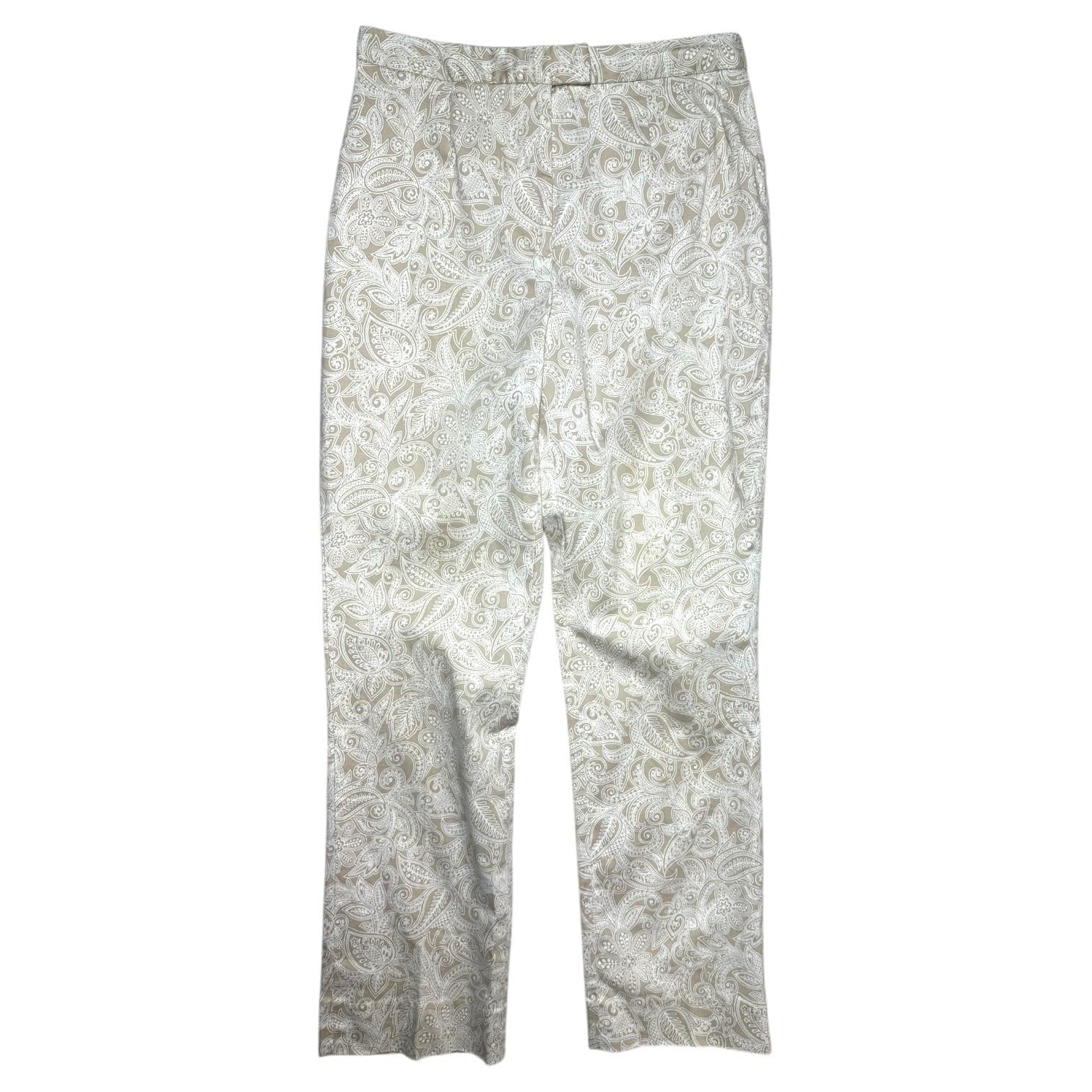 HAROLDS Women's Pants Paisley Print Straight Leg Size 6 White Cotton Spandex