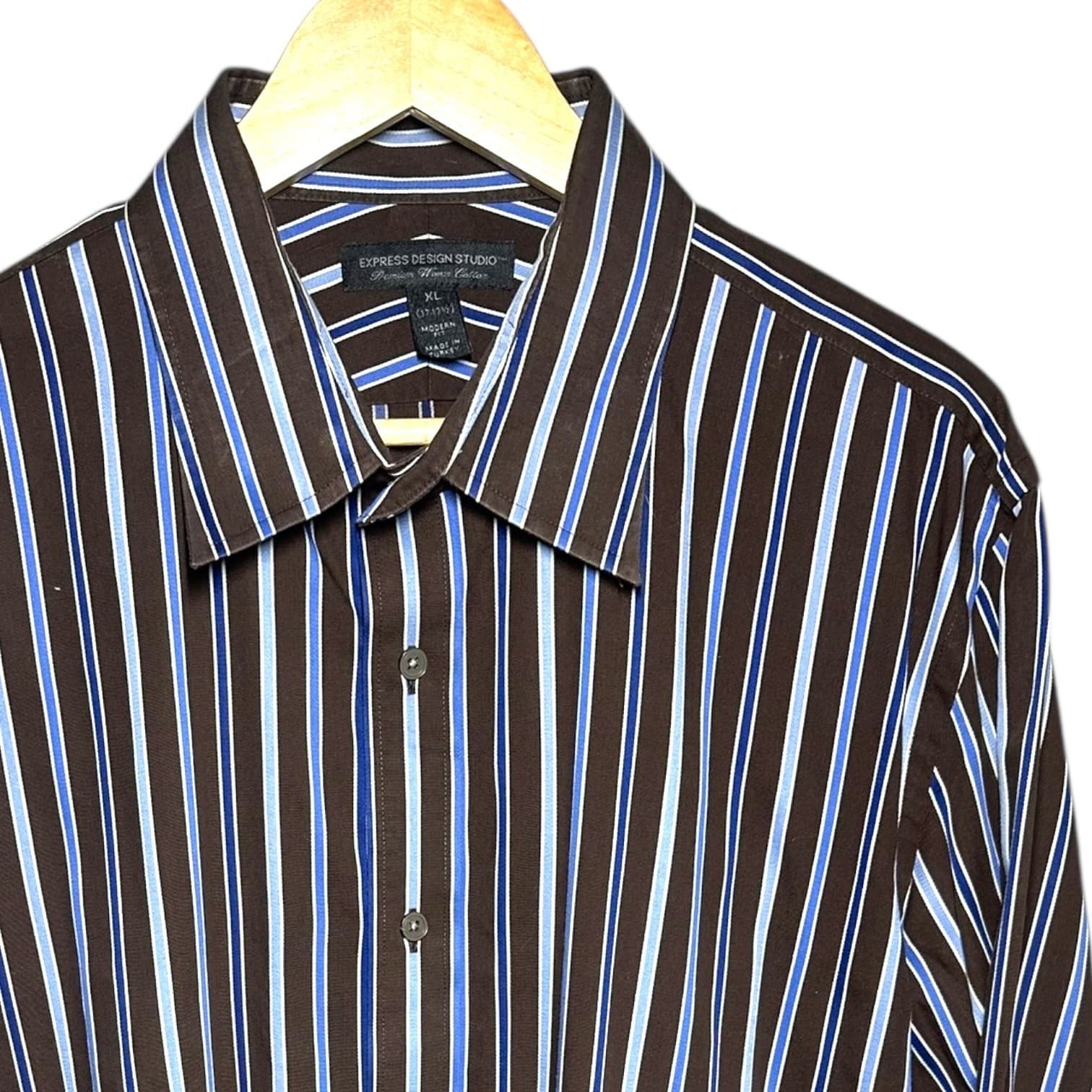 Express Design Studio Men's XL Modern Fit Premium Woven Cotton Dress Shirt