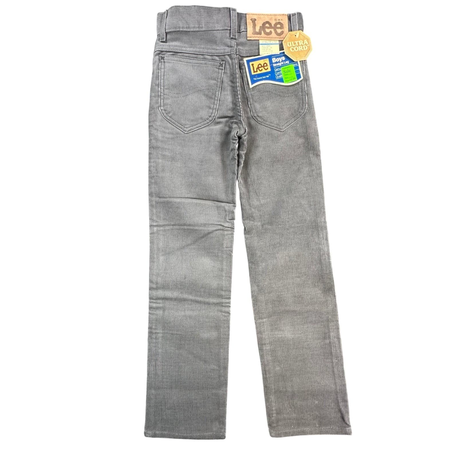 Lee Corduroy Pants Boys 10 Slim Gray Cotton Blend Straight Leg Vintage 70s 80s