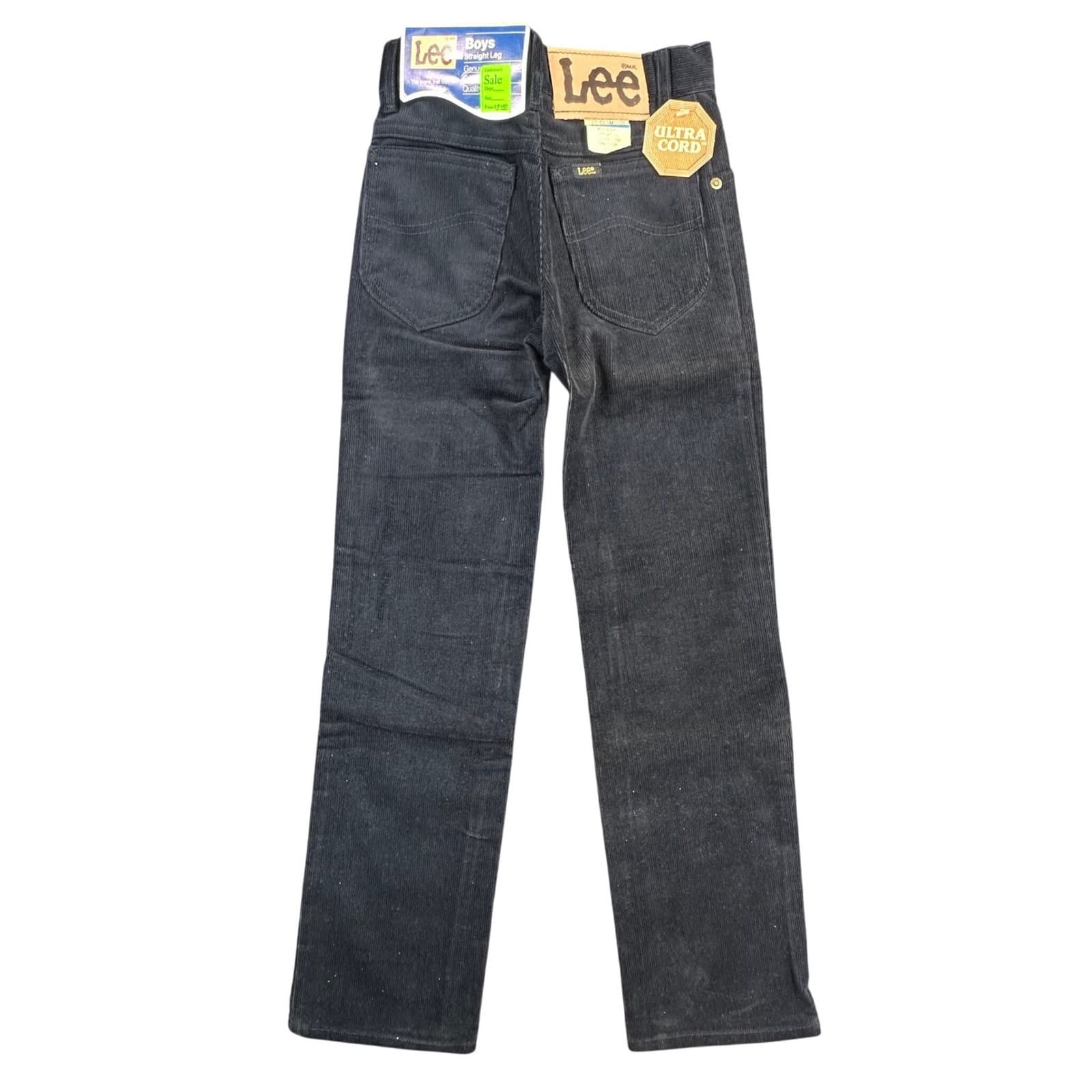 Lee Corduroy Pants Boys 10 Slim Black Cotton Blend Straight Vintage 70s 80s USA