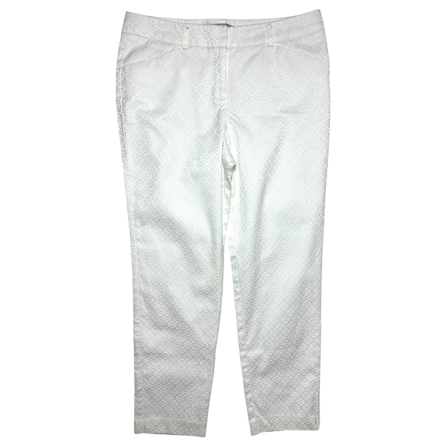 VALERIE STEVES Women's White Embossed Pattern Cropped Pants Size 10