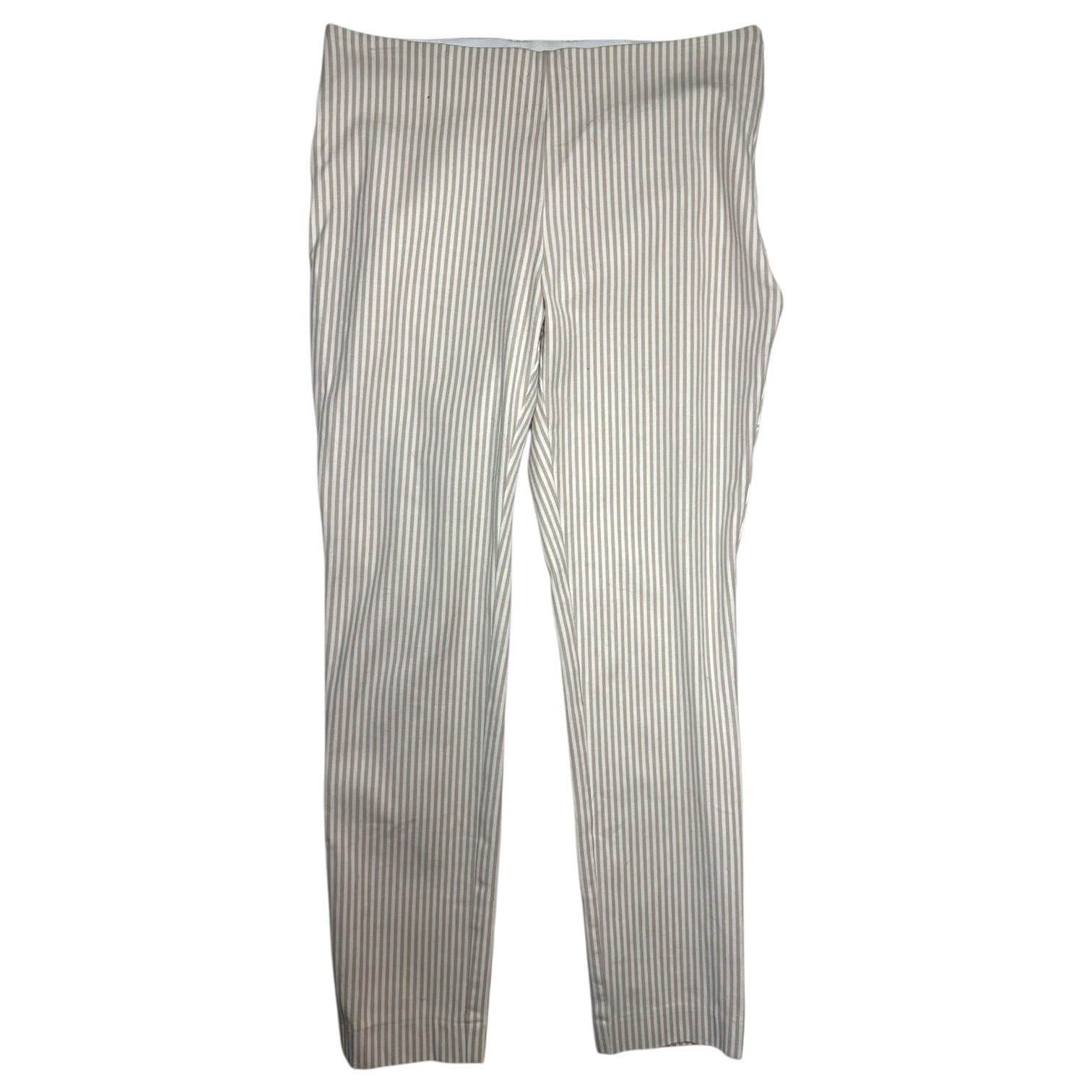 A New Day Striped Flat Front Pants Women Size 2 Tan White Casual Leggings