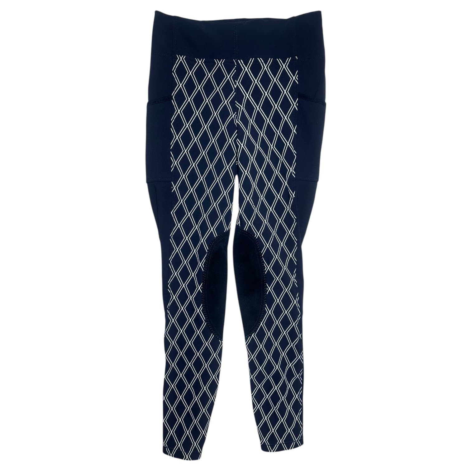 Horze Women's Navy Diamond Print Riding Breeches Pockets Size 24