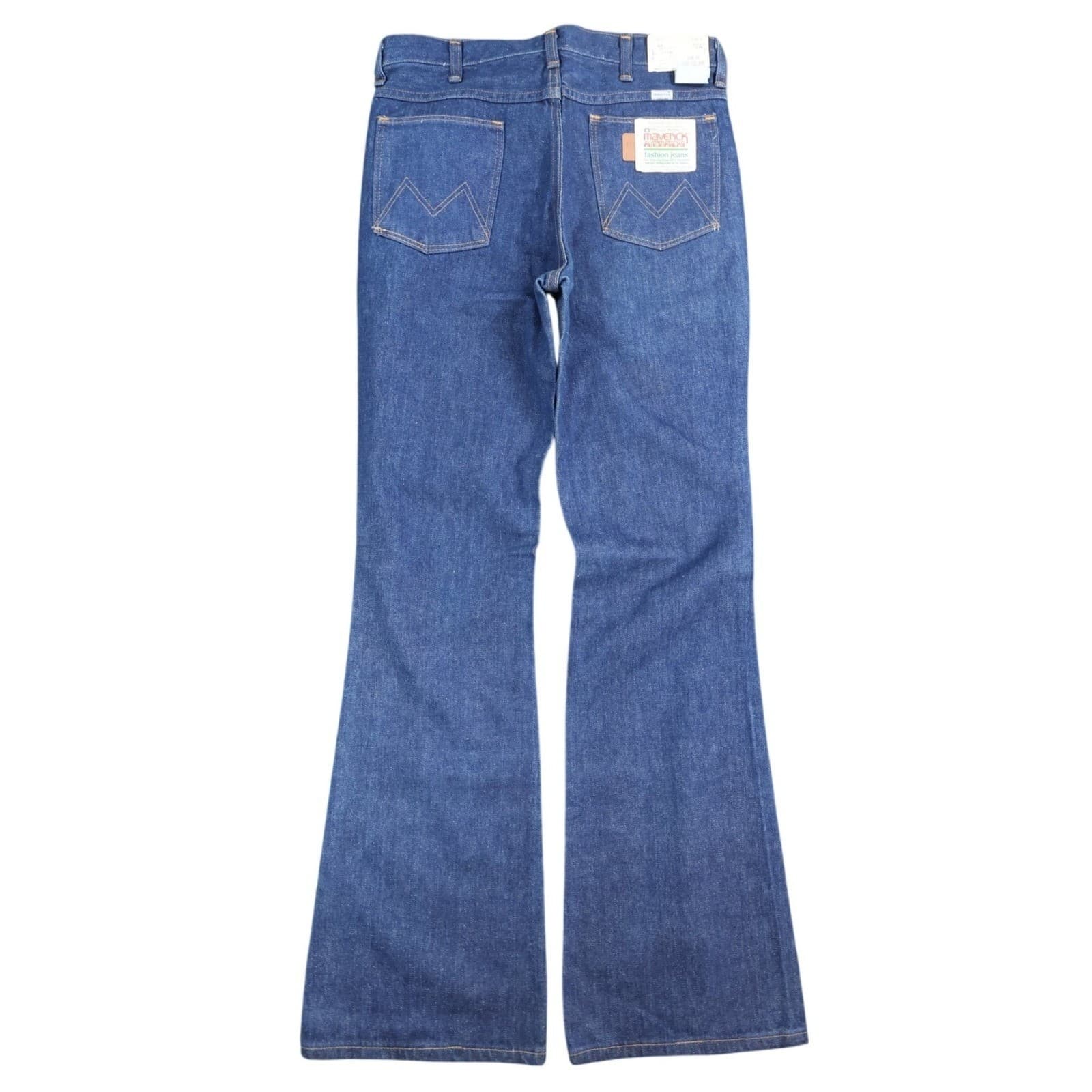 Maverick Flare Leg Jeans Mens 32XL Blue Cotton Slim Fit Vintage 70s 80s USA NOS