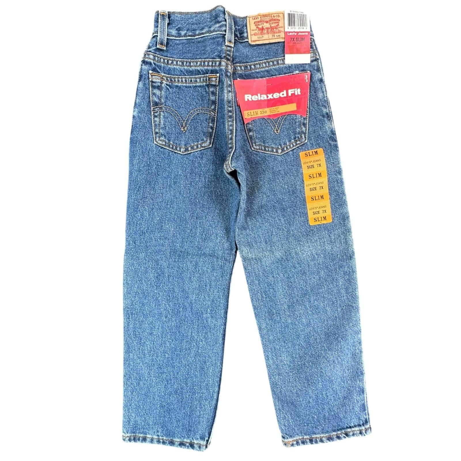 Levi's 550 Relaxed Fit Jeans Boys 7X Slim Medium Wash Cotton Denim New Old Stock