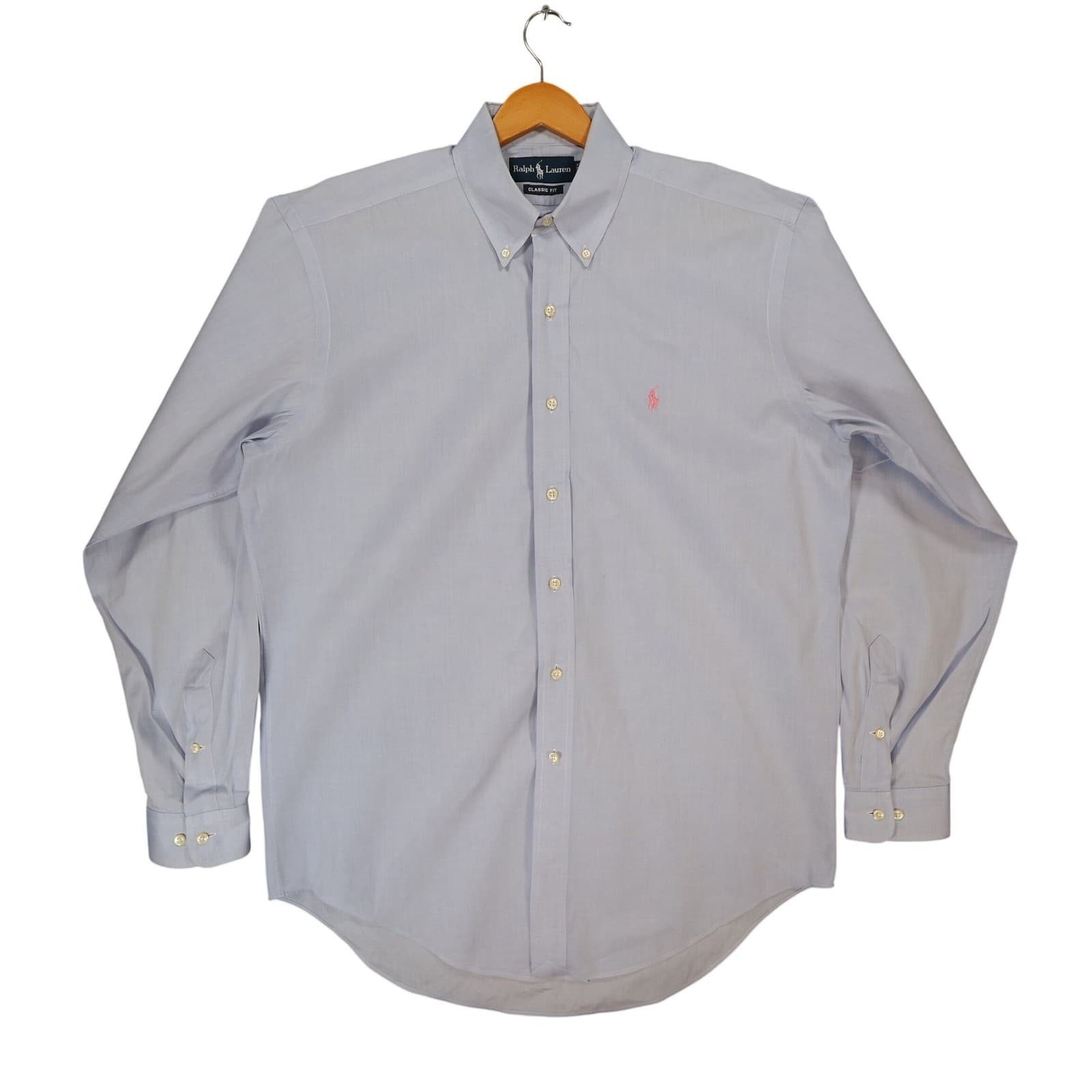 Ralph Lauren Button Down Mens 15.5 34/35 Light Blue Cotton Classic Fit Oxford