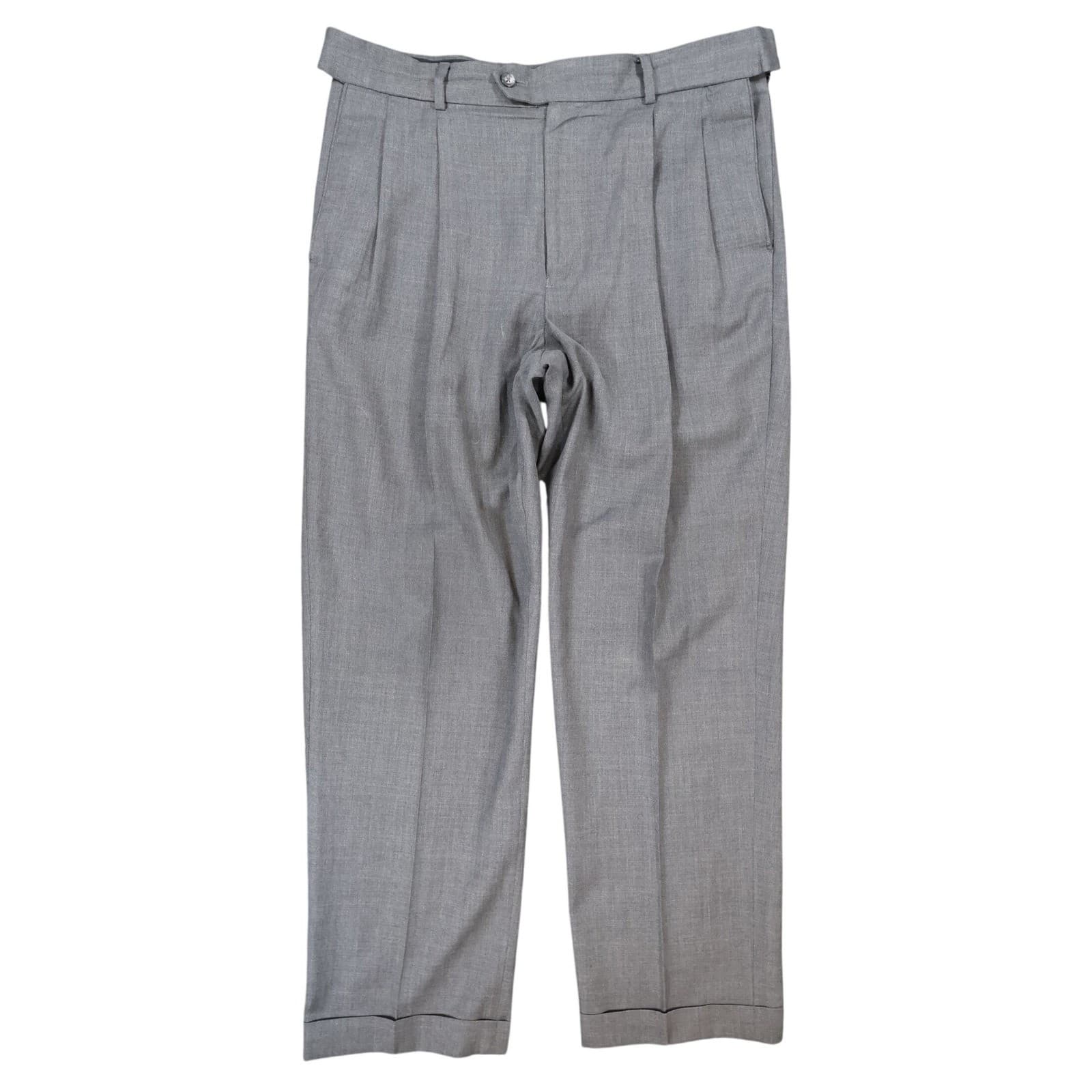 Stafford Dress Pants Mens 34x32 Gray Worsted Wool Blend Pleated Cuffed Slacks