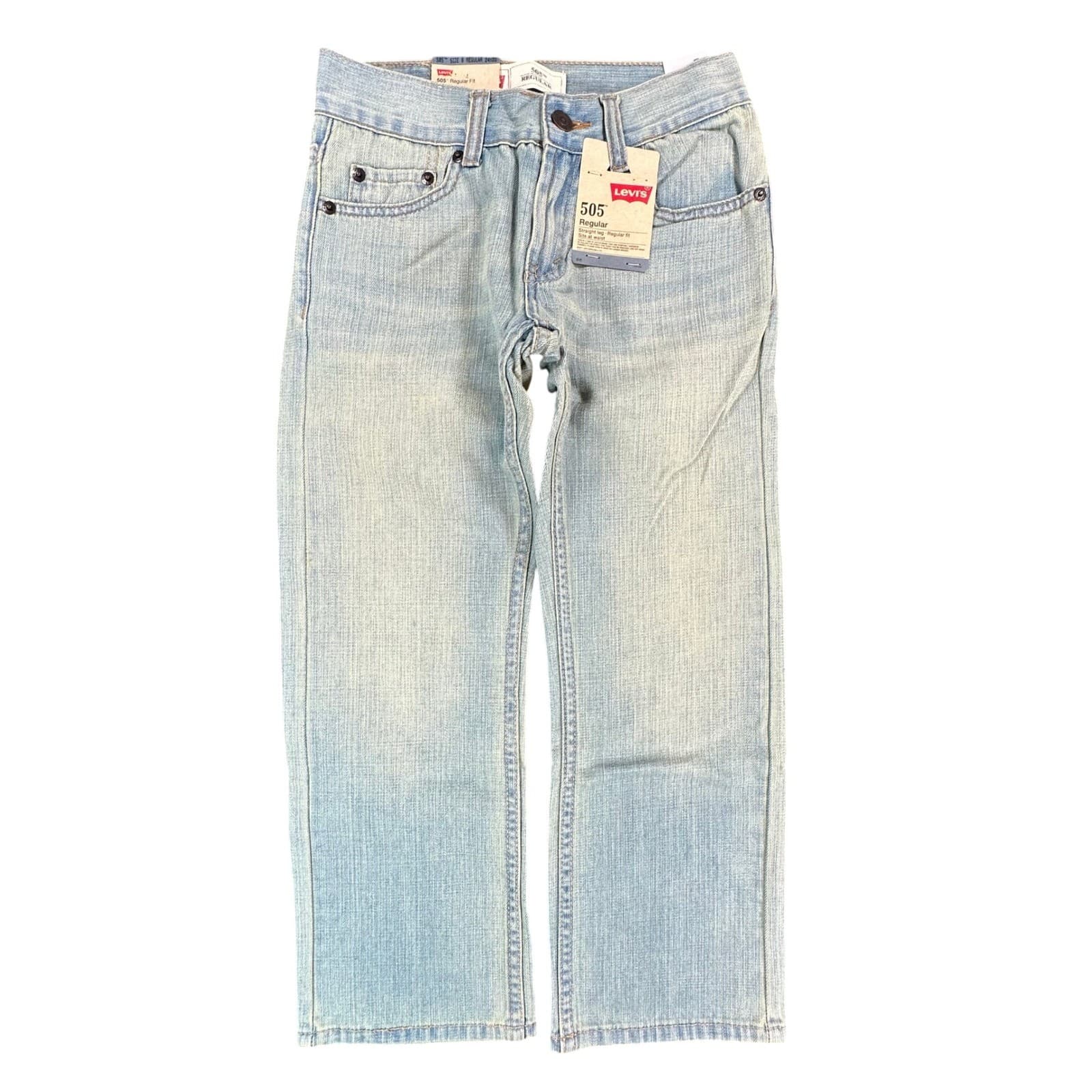 Levi's 505 Jeans Boys Size 8 Light Wash Cotton Regular Straight Leg NOS