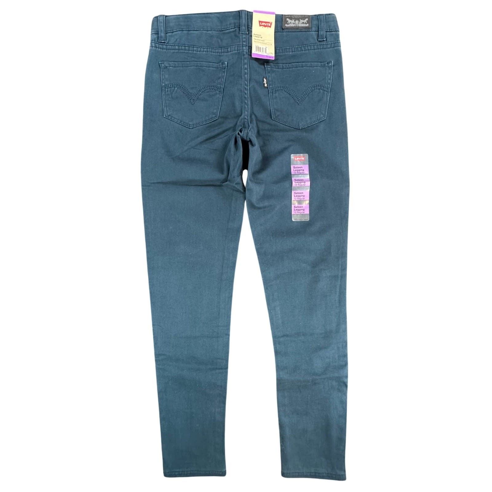 Levi's Sateen Legging Girls 12 Regular Teal Cotton Spandex Slim Stretch NOS
