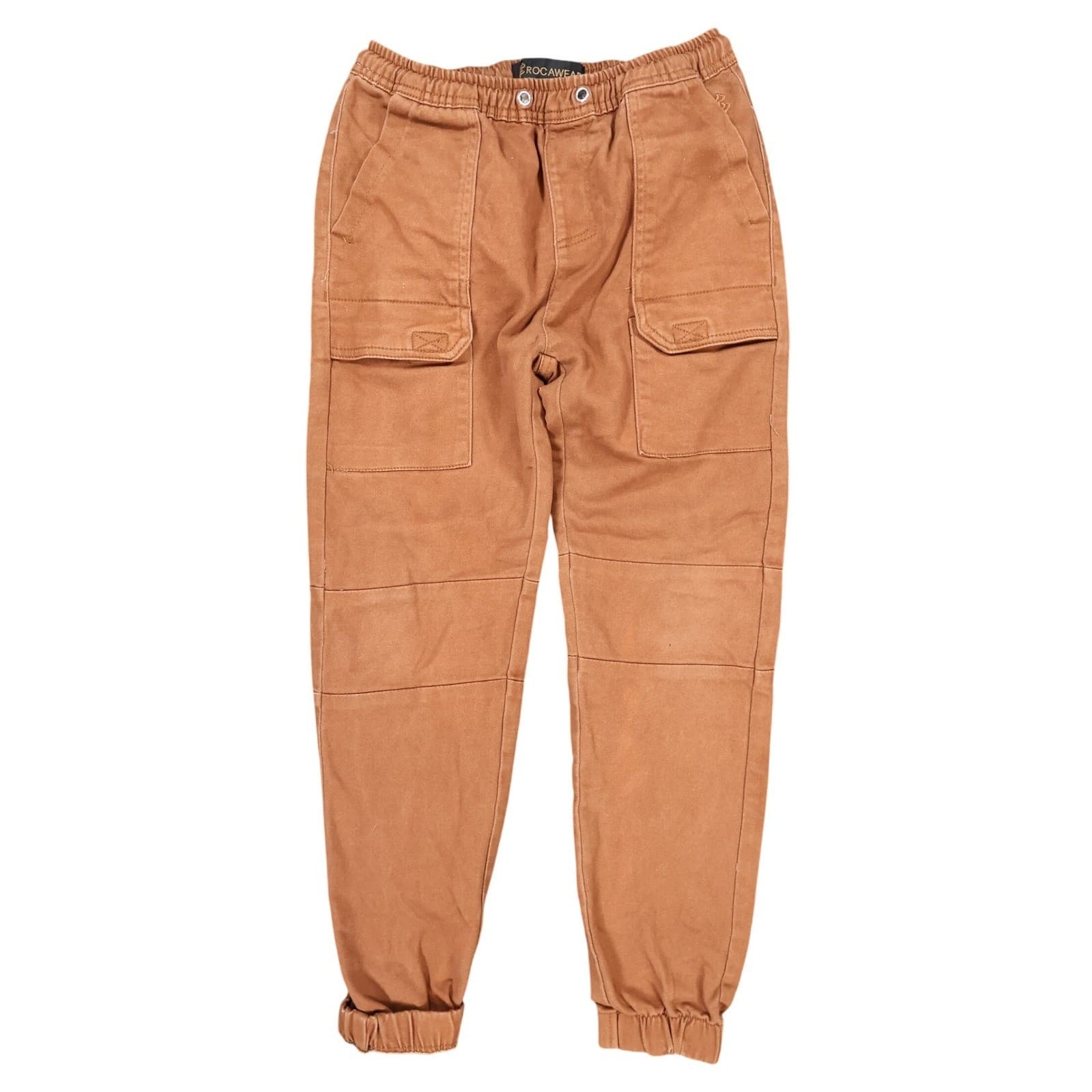 Rocawear Cargo Jogger Pants Boys L 14/16 Brown Cotton Stretch Utility Streetwear