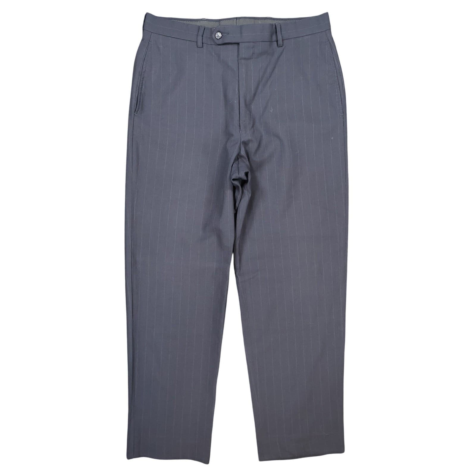 Jos. A. Bank Dress Pants Mens 34x27 Gray Wool Pinstripe Straight Trousers