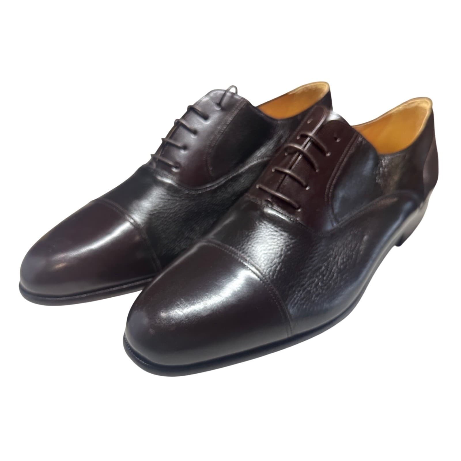Massimo Emporio Oxford Mens 13 M Brown New Deerskin Leather Cap Toe Dress Shoes