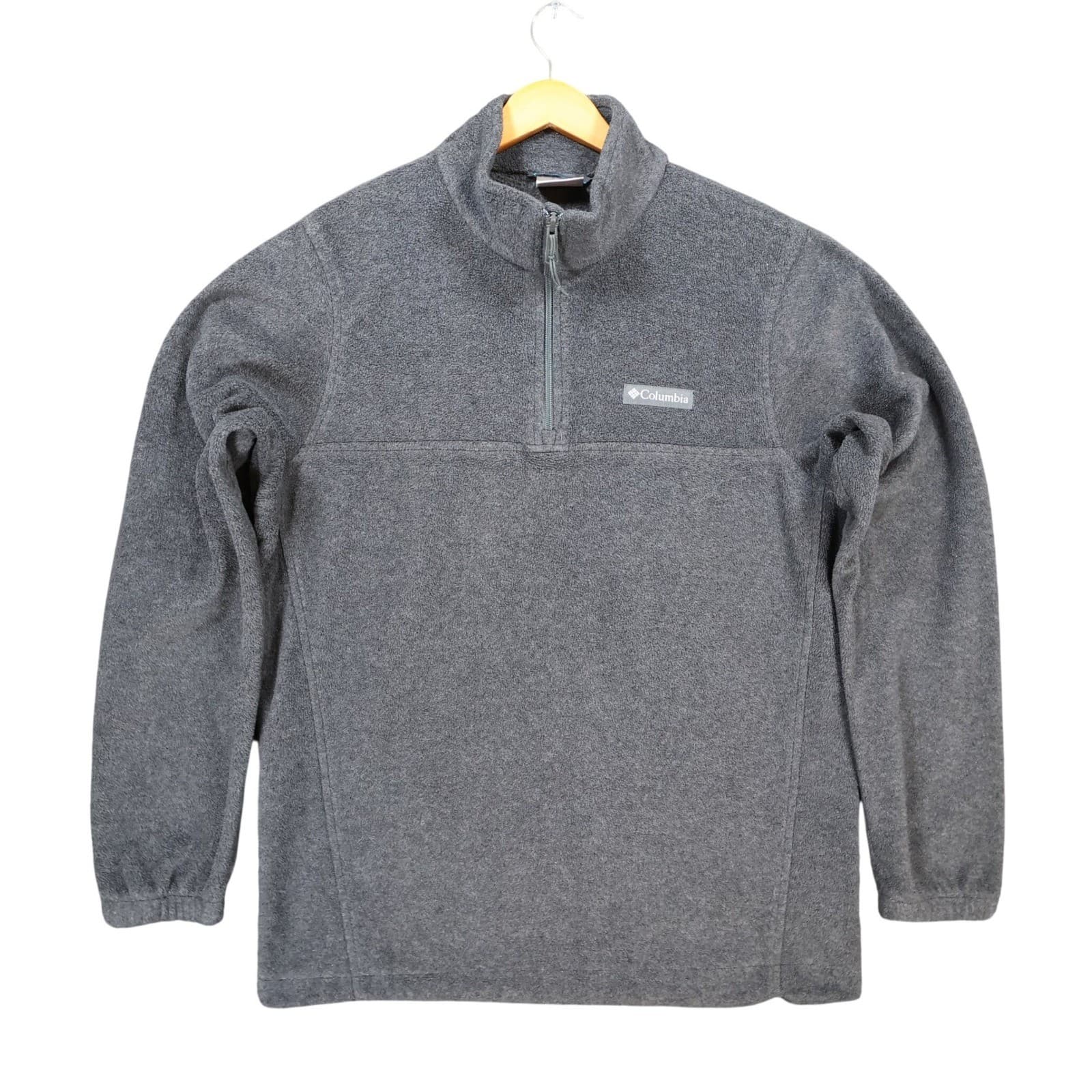 Columbia Fleece Pullover Mens Medium Gray Polyester Quarter Zip Hiking Sweater