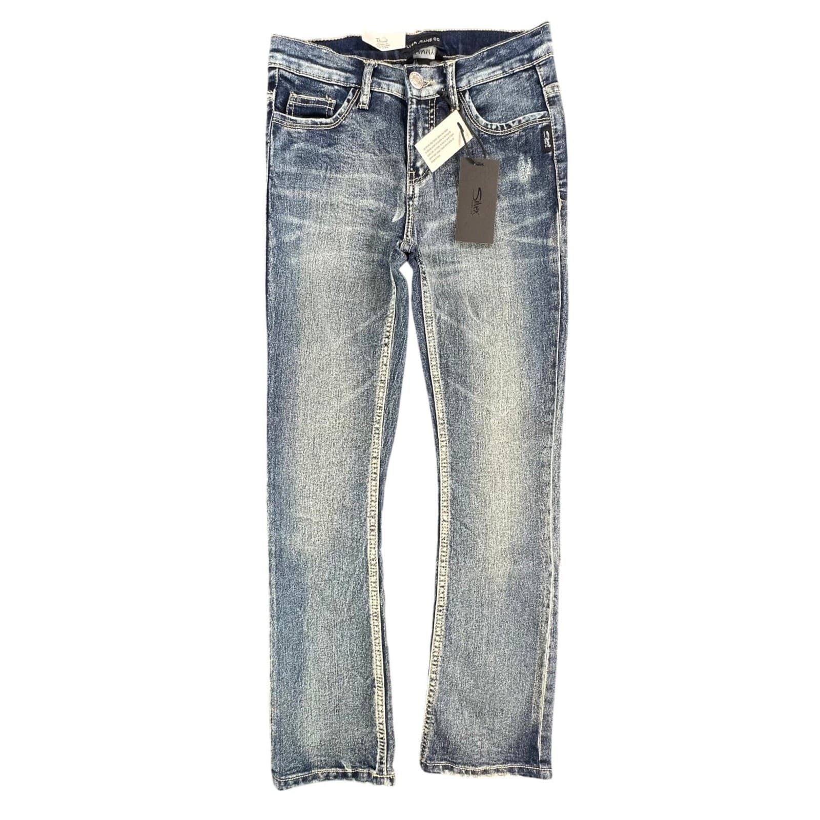 Silver Jeans Co Tammy Slim Bootcut Girls Size 10 Blue Denim Stretch Mid Rise NEW