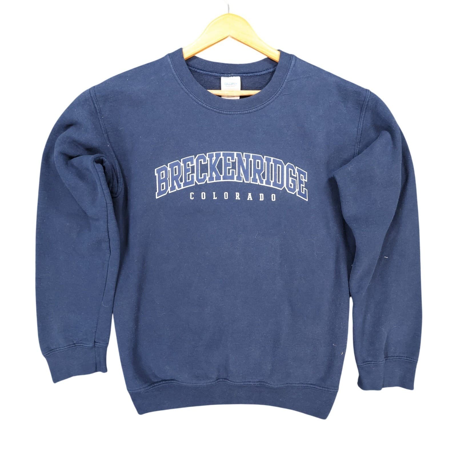 Gildan Breckenridge Colorado Sweatshirt Unisex Small Navy Blue Cotton Blend Crew