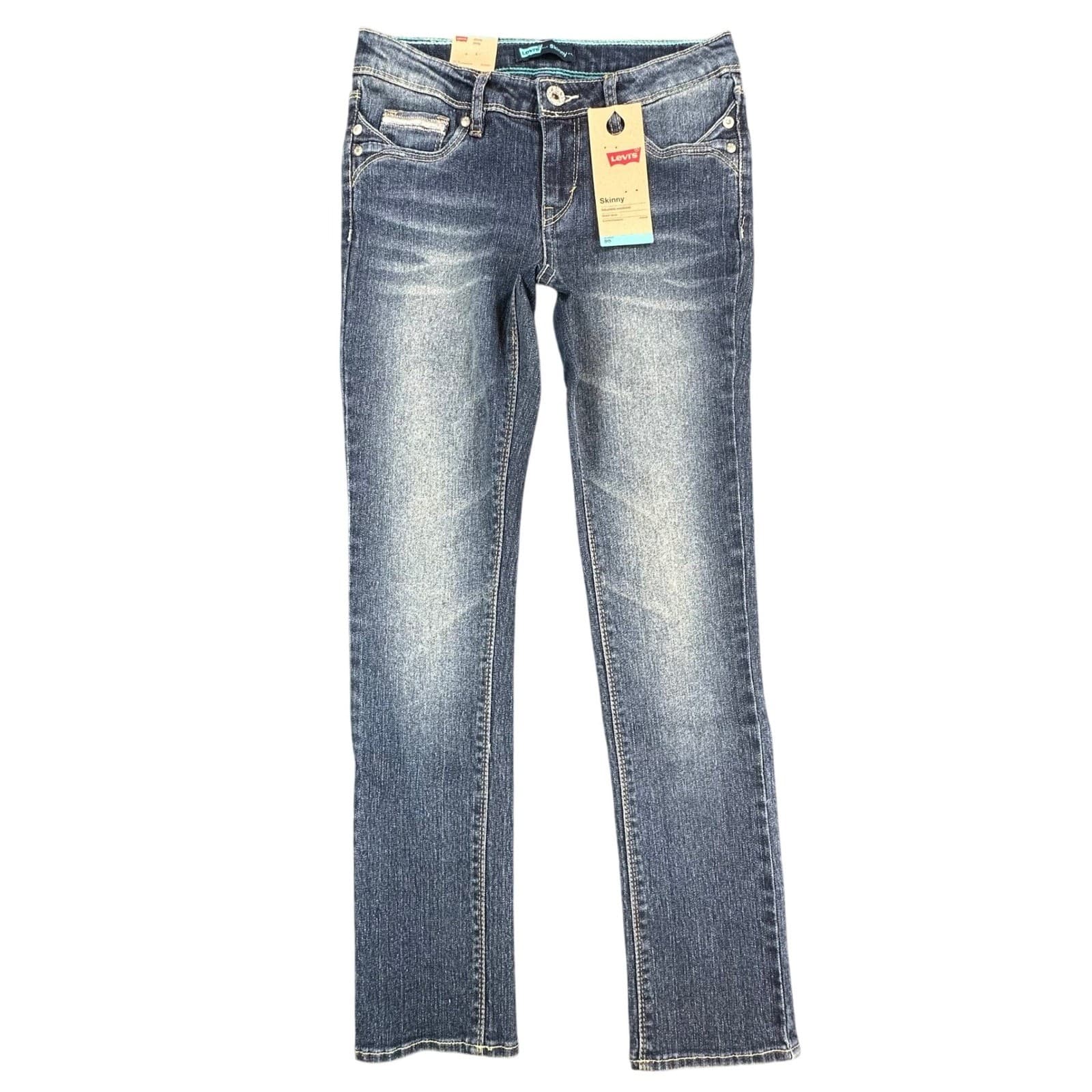 Levi's Skinny Jeans Girls 10 Blue Ramie Blend Trinity Stretch Adjustable Waist