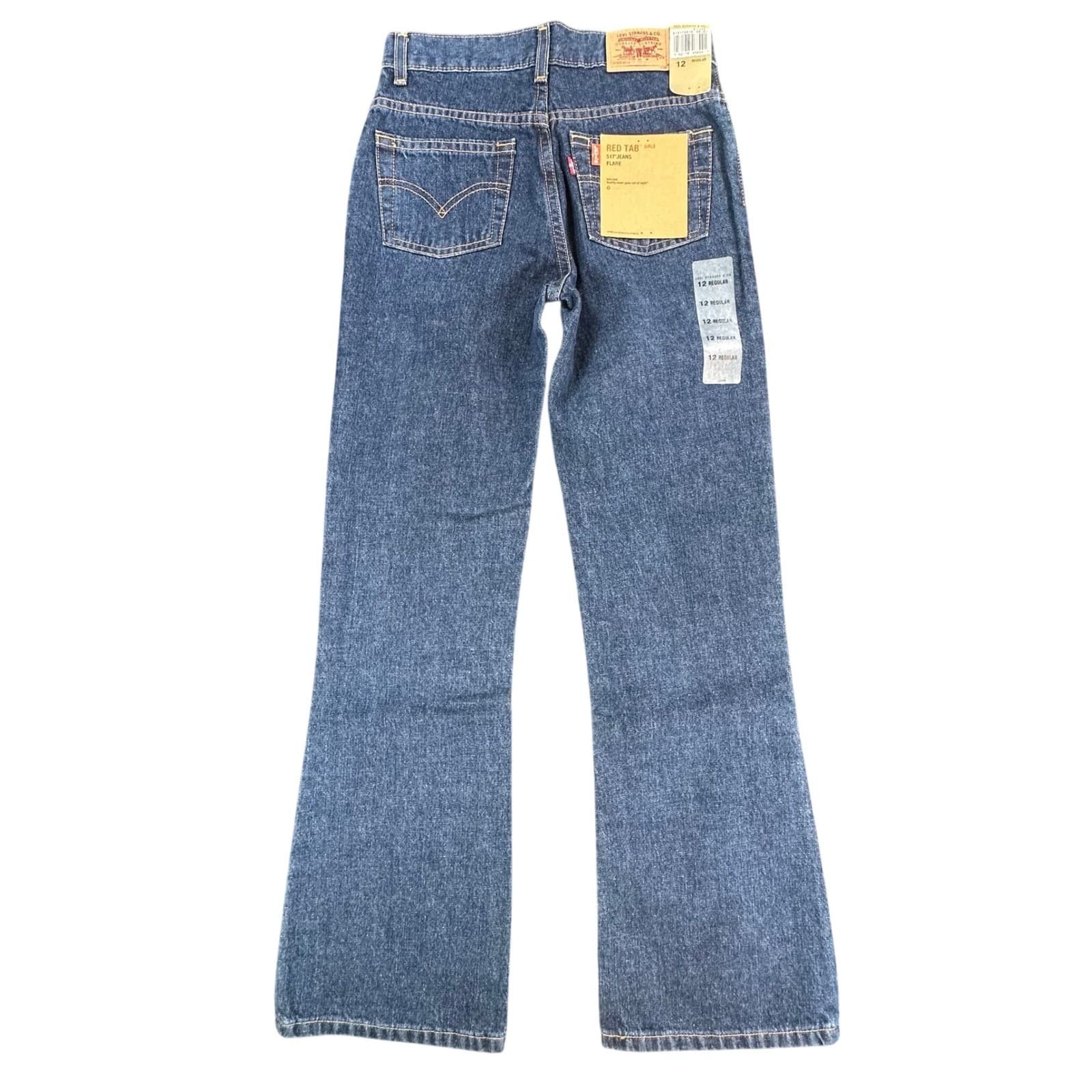 Levis 517 Flare Jeans Girls 12 Blue Cotton Regular Fit Y2K New Old Stock