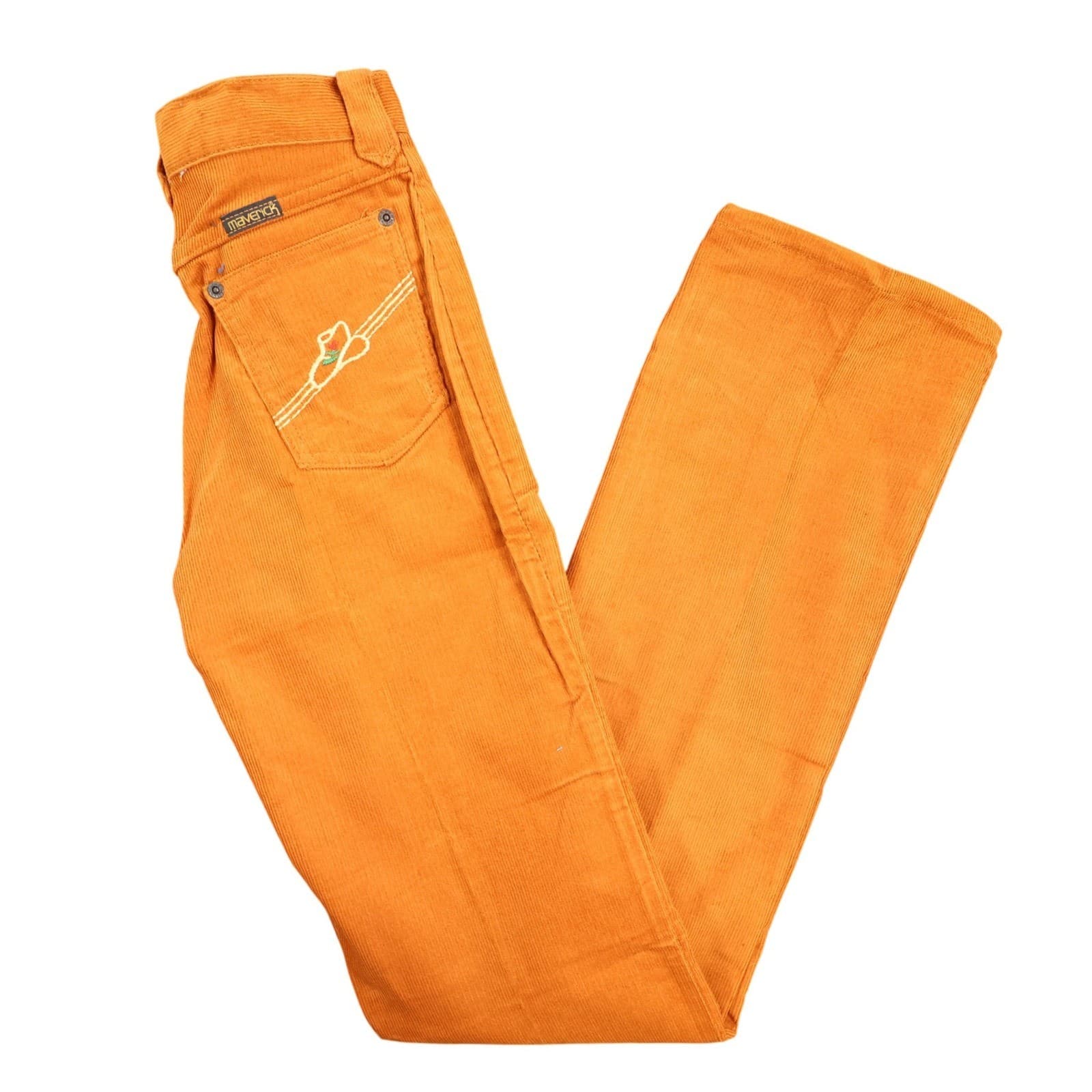 Maverick Corduroy Pants Juniors Size 7 Orange Vintage 80s New Old Stock NOS USA