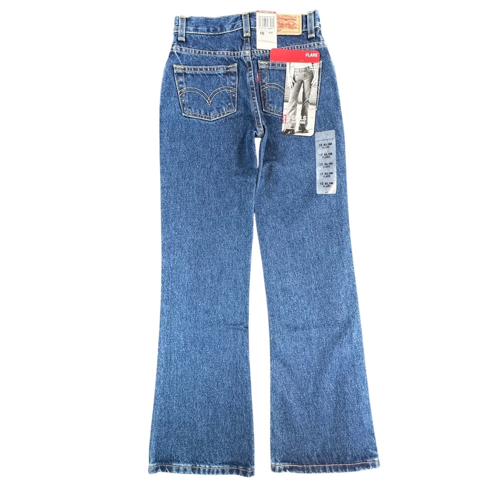 Levi's 517 Flare Jeans Girls Size 10 Slim Blue Denim Cotton Y2K New With Tags