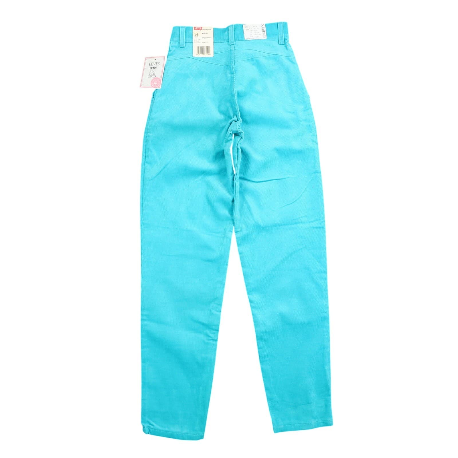 Levi's Corduroy Pants Girls 14 Slim Turquoise Blue Vintage 80s 90s New Old Stock