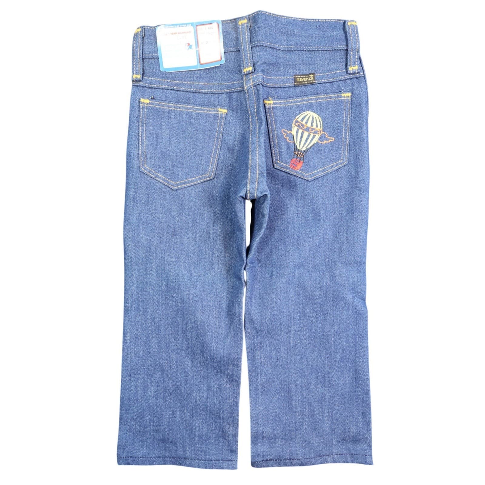 Maverick Jeans Boys 4 Regular Blue Denim Vintage 70s 80s Hot Air Balloon NOS