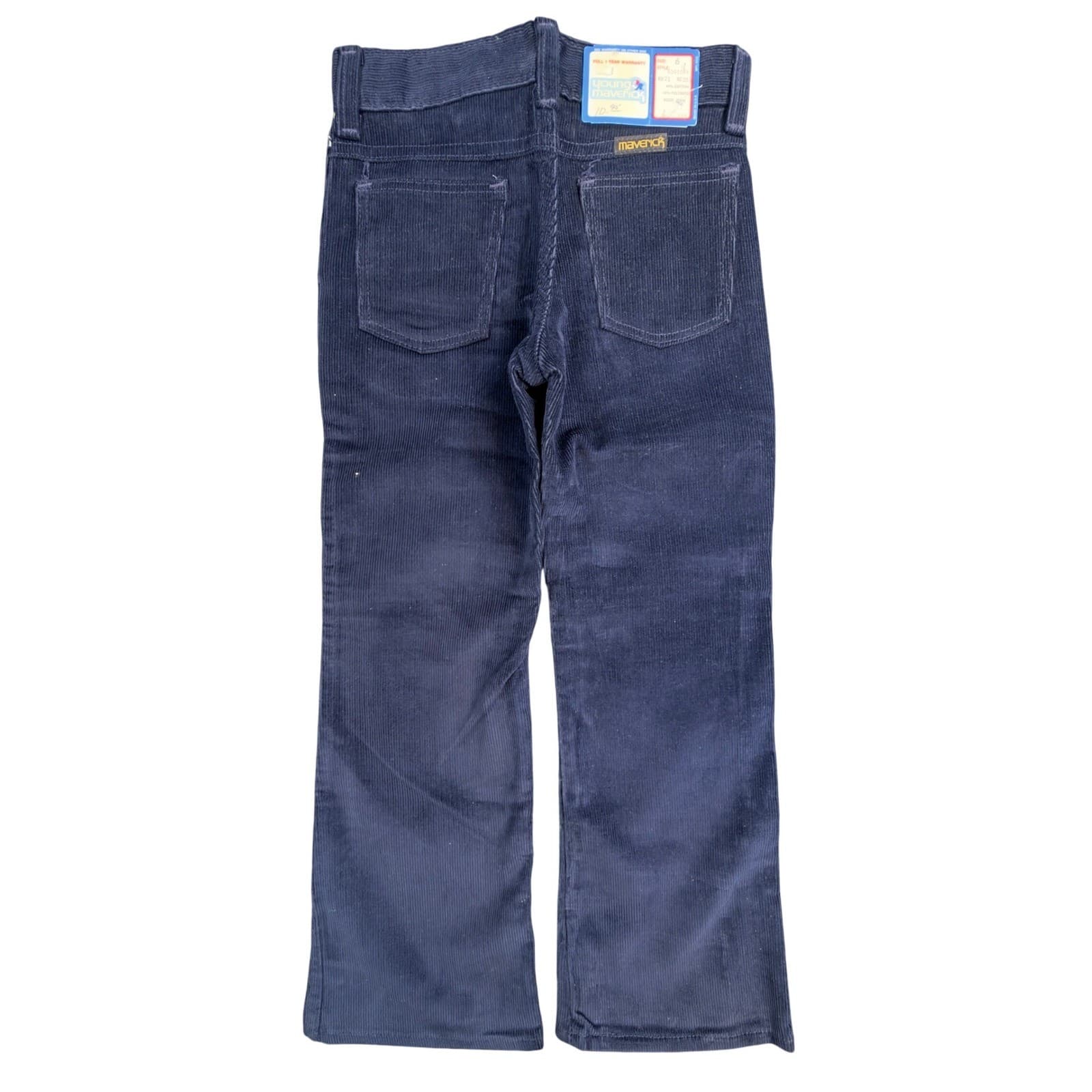 Young Maverick Corduroy Boot Jeans Boys 6 Navy Cotton Blend Vintage 80s USA NOS