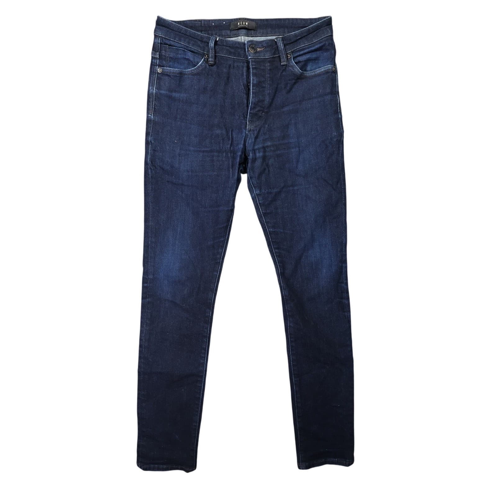 Neuw Lou Slim Mens 32x32 Dark Blue Excellent Slim Fit Button Fly Jeans