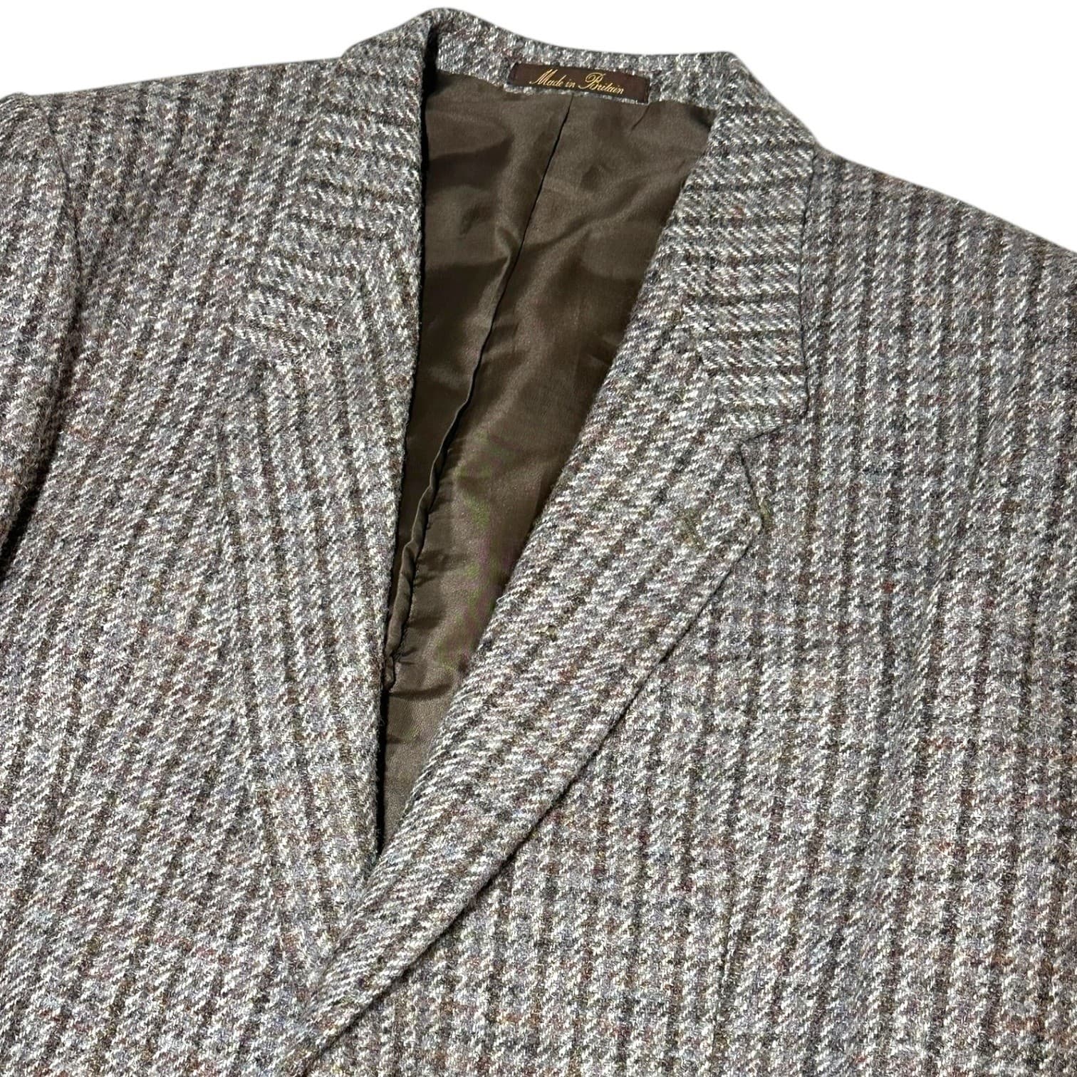 Dunn & Co Harris Tweed Blazer Mens 46R Brown Grey Wool Made in Britain