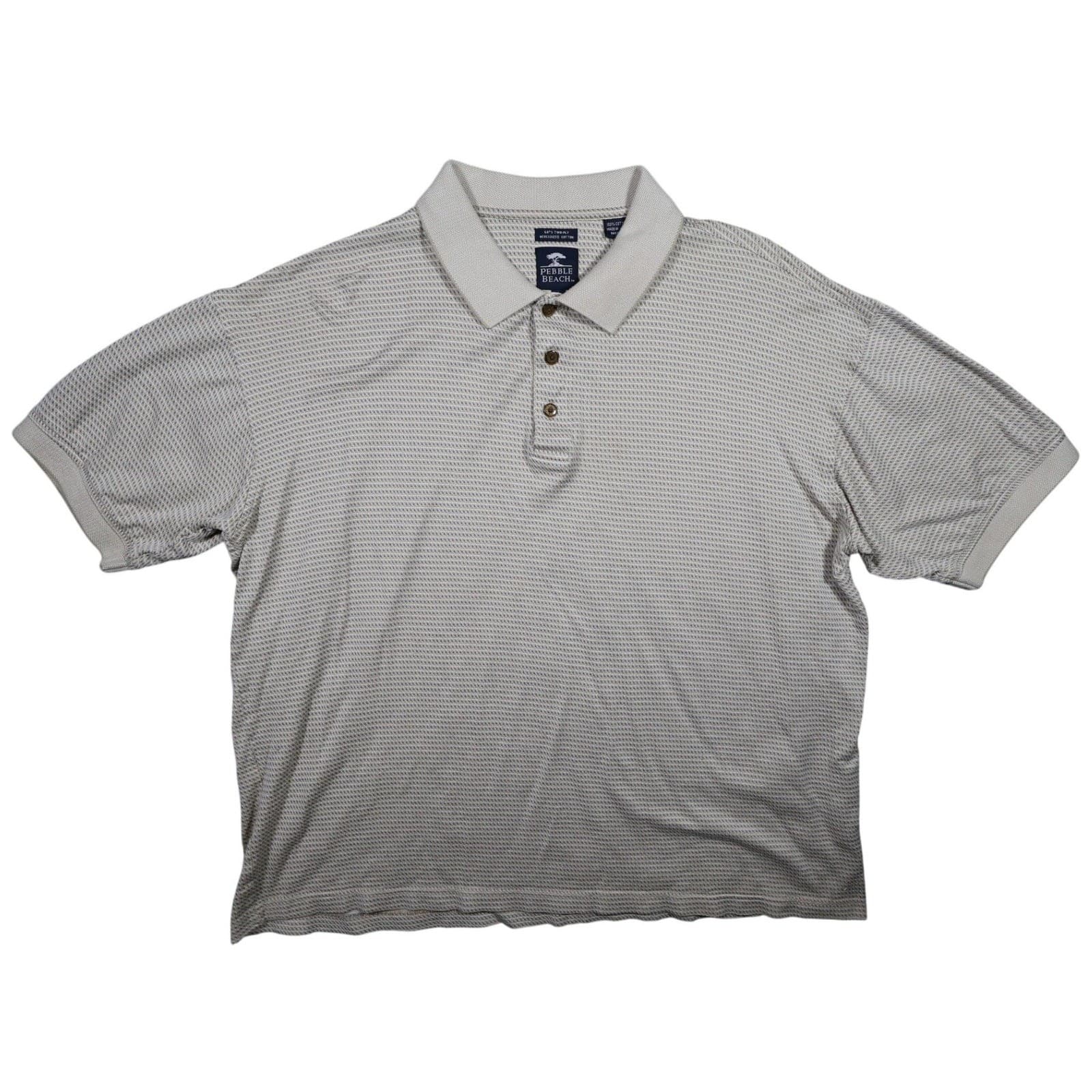 Pebble Beach Polo Shirt Mens XL Tan Excellent Mercerized Cotton Short Sleeve