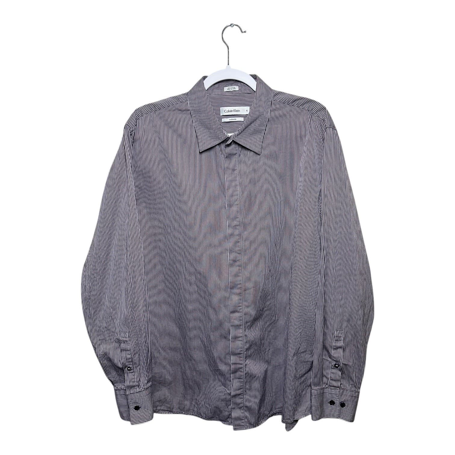 Calvin Klein Striped Dress Shirt Mens XL Long Sleeve Button Down