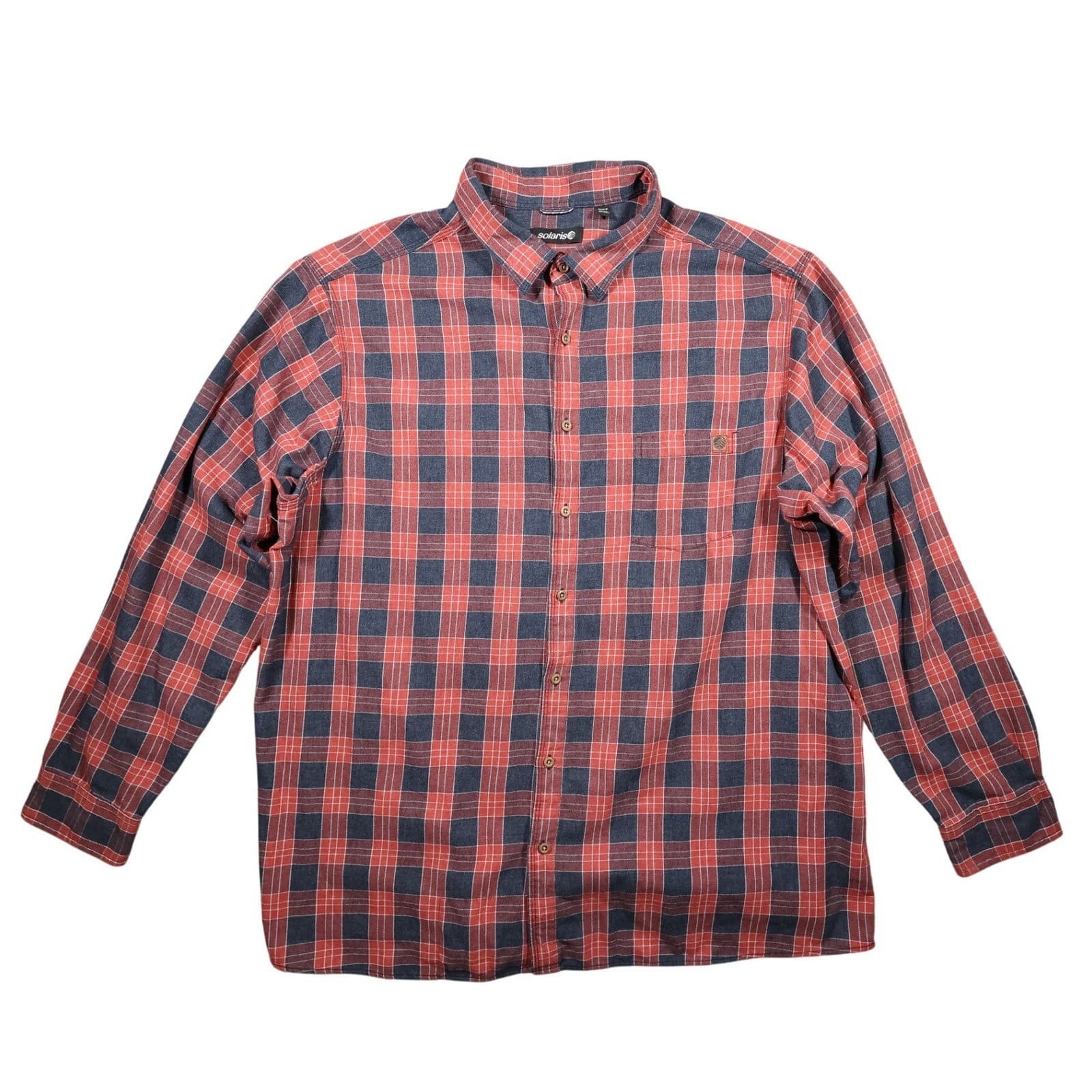 Solaris Button Up Shirt Mens 3XT Red Plaid Excellent Long Sleeve Tall