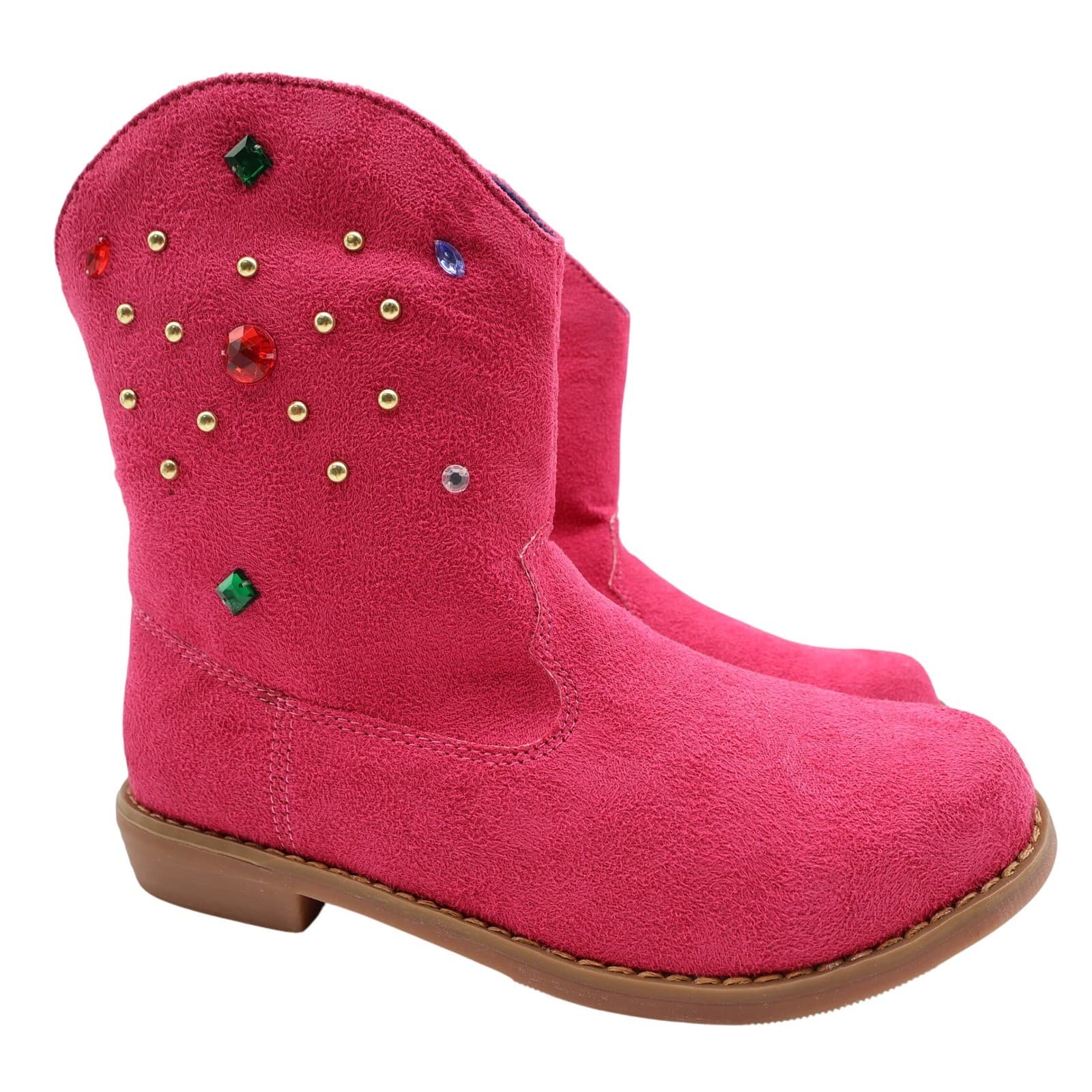 L'Amour Western Boots Girls Size 2 Fuchsia Textile Studded V8400 Cowgirl Pink