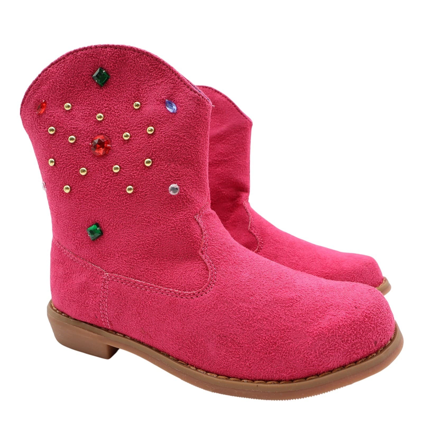 L'Amour Boots Girls Size 1 Fuchsia Pink Textile Western Cowgirl Rhinestone V8400