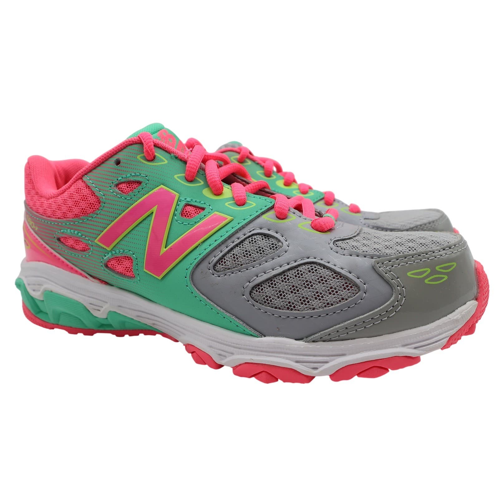 New Balance 680v3 Running Shoes Kids 4 Grey Green Pink KR680GKY Sneaker