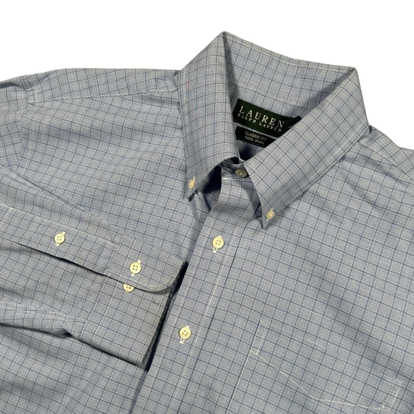 Lauren Ralph Lauren Button Down Mens Large Blue Excellent Non Iron Classic Fit