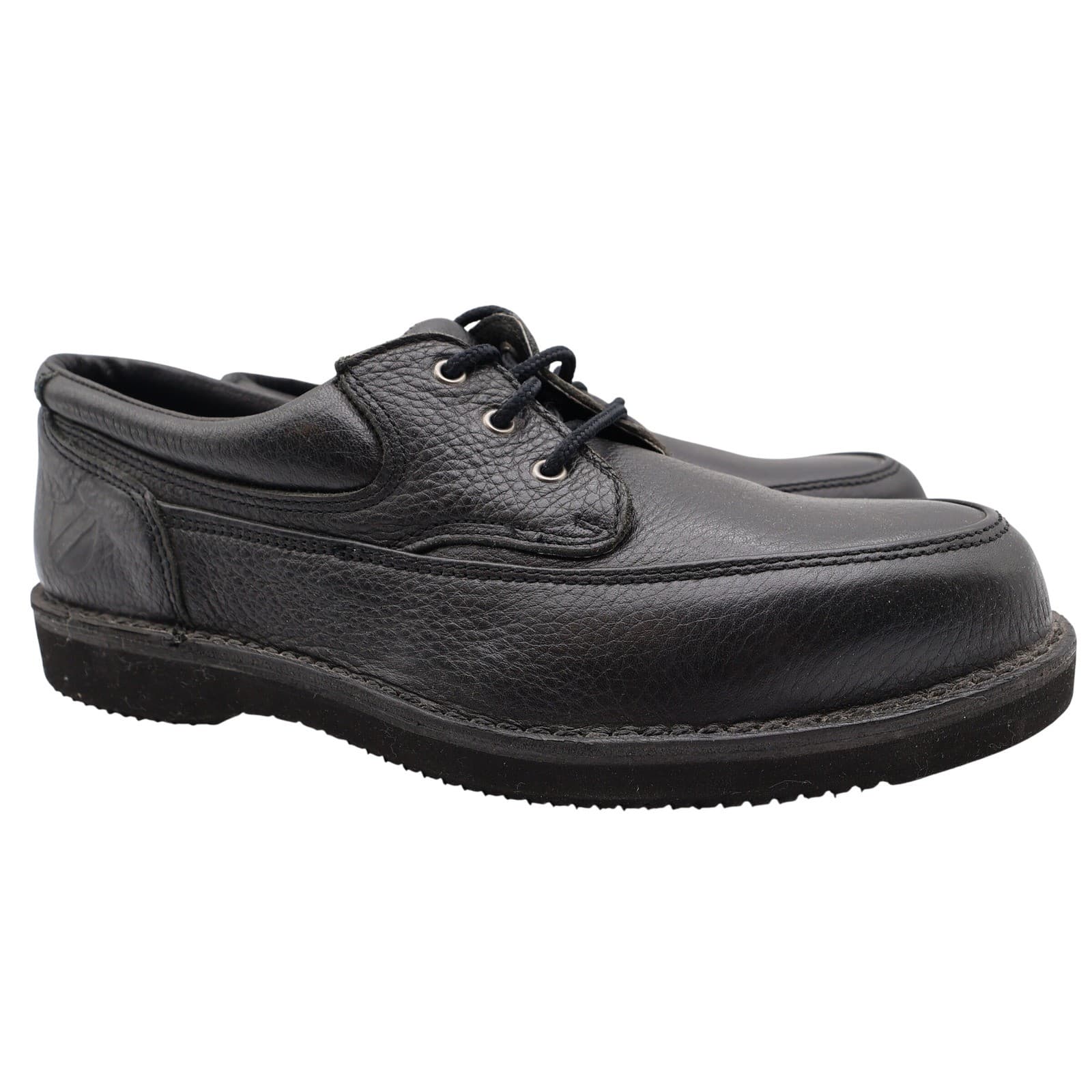 Rucks Work Shoes Mens 10 Black Leather Vintage Steel Toe Oxford W4570 NOS