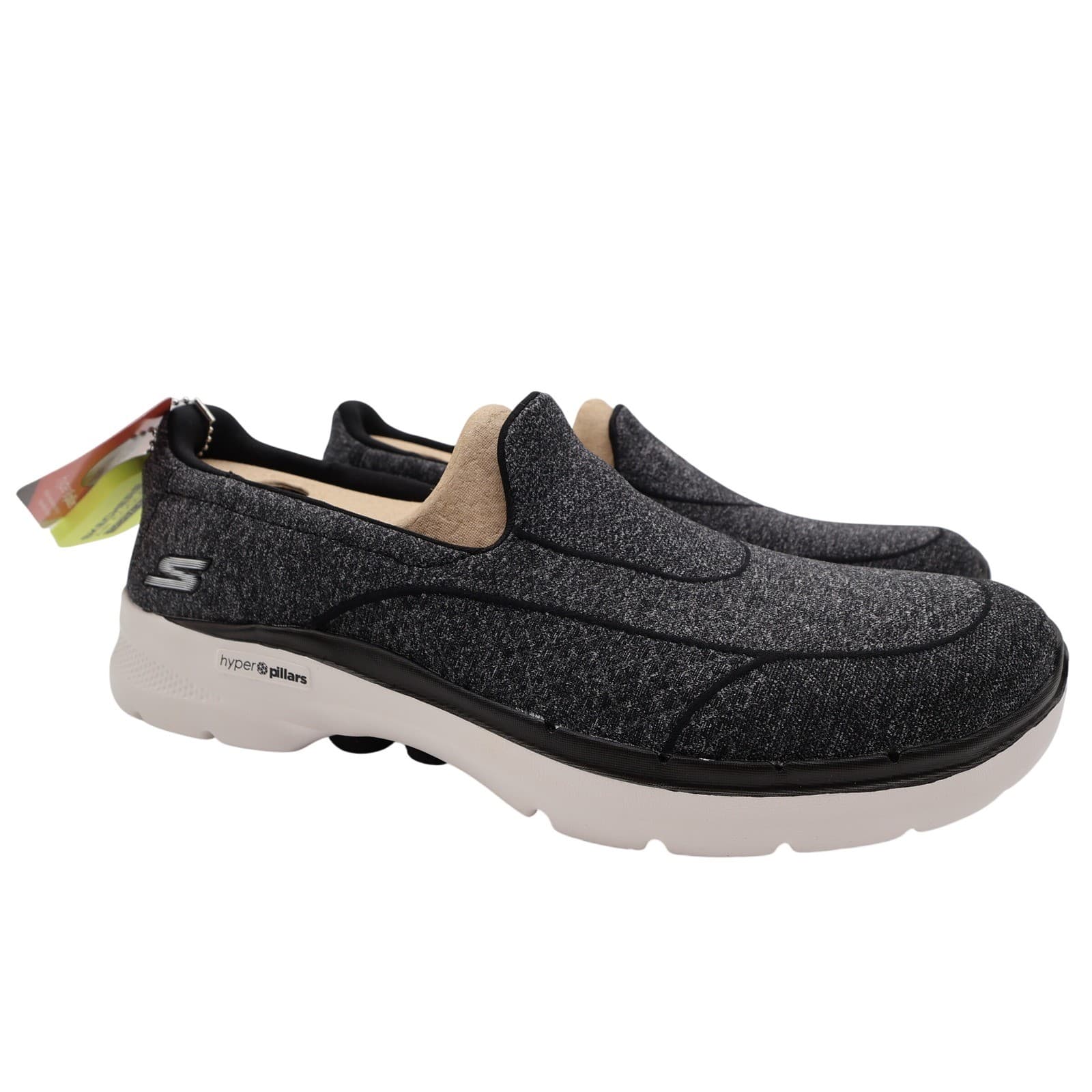 Skechers Go Walk 6 Carice Women 9.5 Black White Textile Slip On Walking Shoes