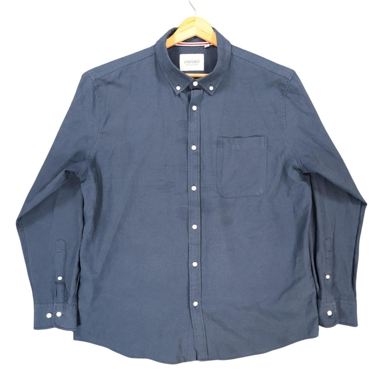 Oxford Men's XL Navy Blue Cotton Button Down Shirt - Casual Workwear