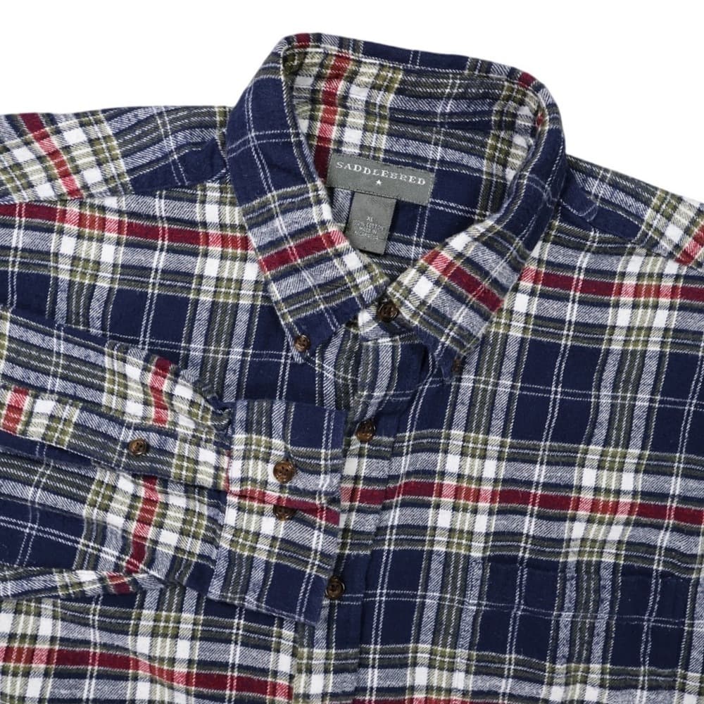 Saddlebred Men's XL Blue Plaid Long Sleeve Flannel Button Down Shirt