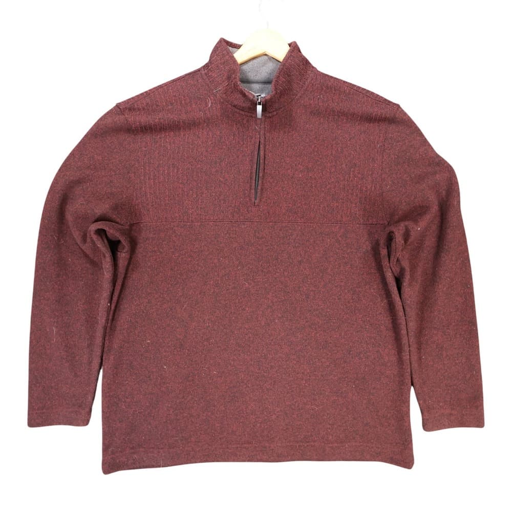 Van Heusen Quarter Zip Mens XL Burgundy Excellent Flex Pullover