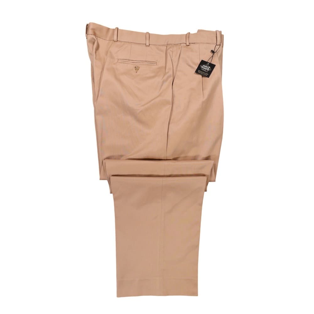 Lands End Chino Pants Mens 44 Tan Pleated Cotton Blend