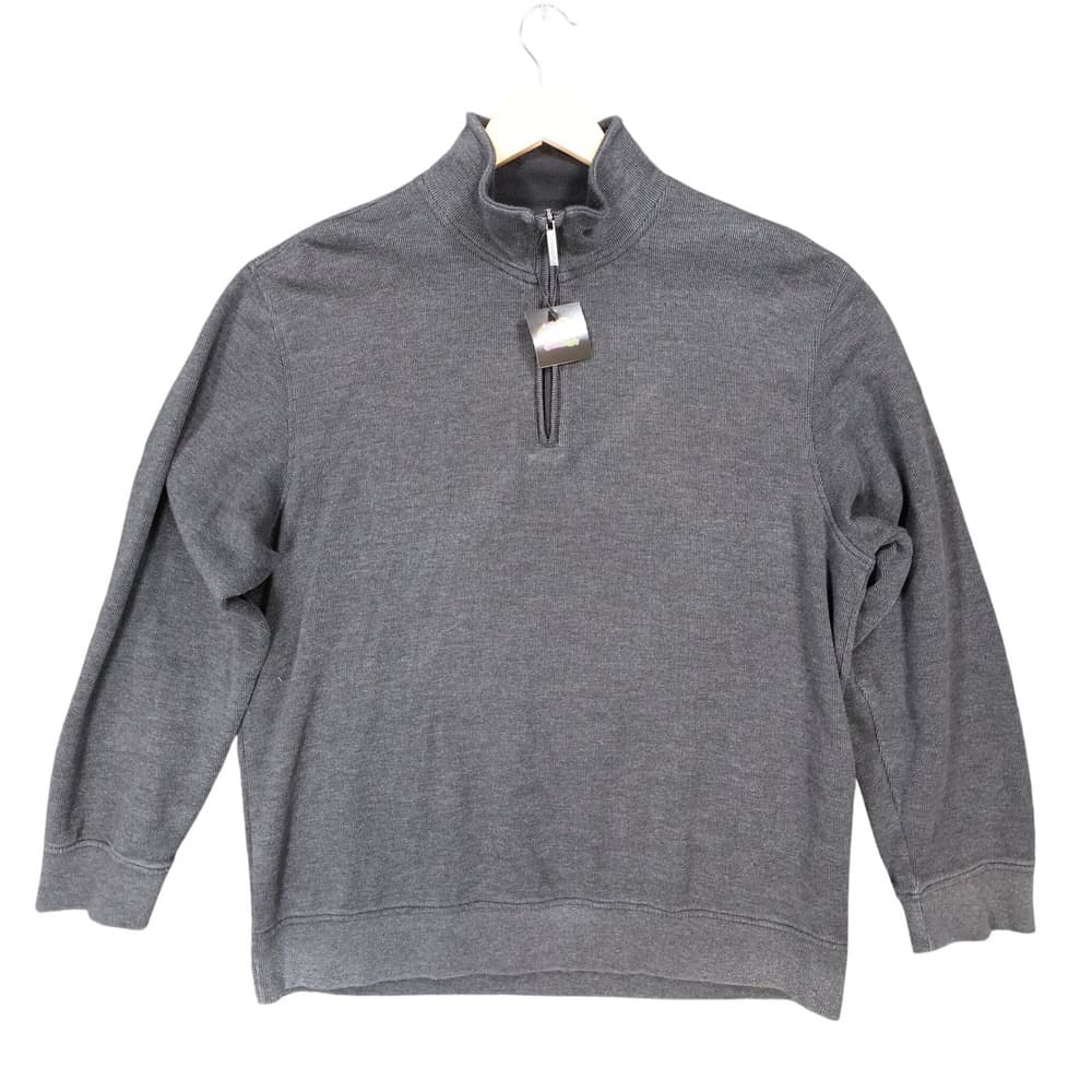 Van Heusen Quarter Zip Pullover Mens XL Gray Excellent Ribbed Texture